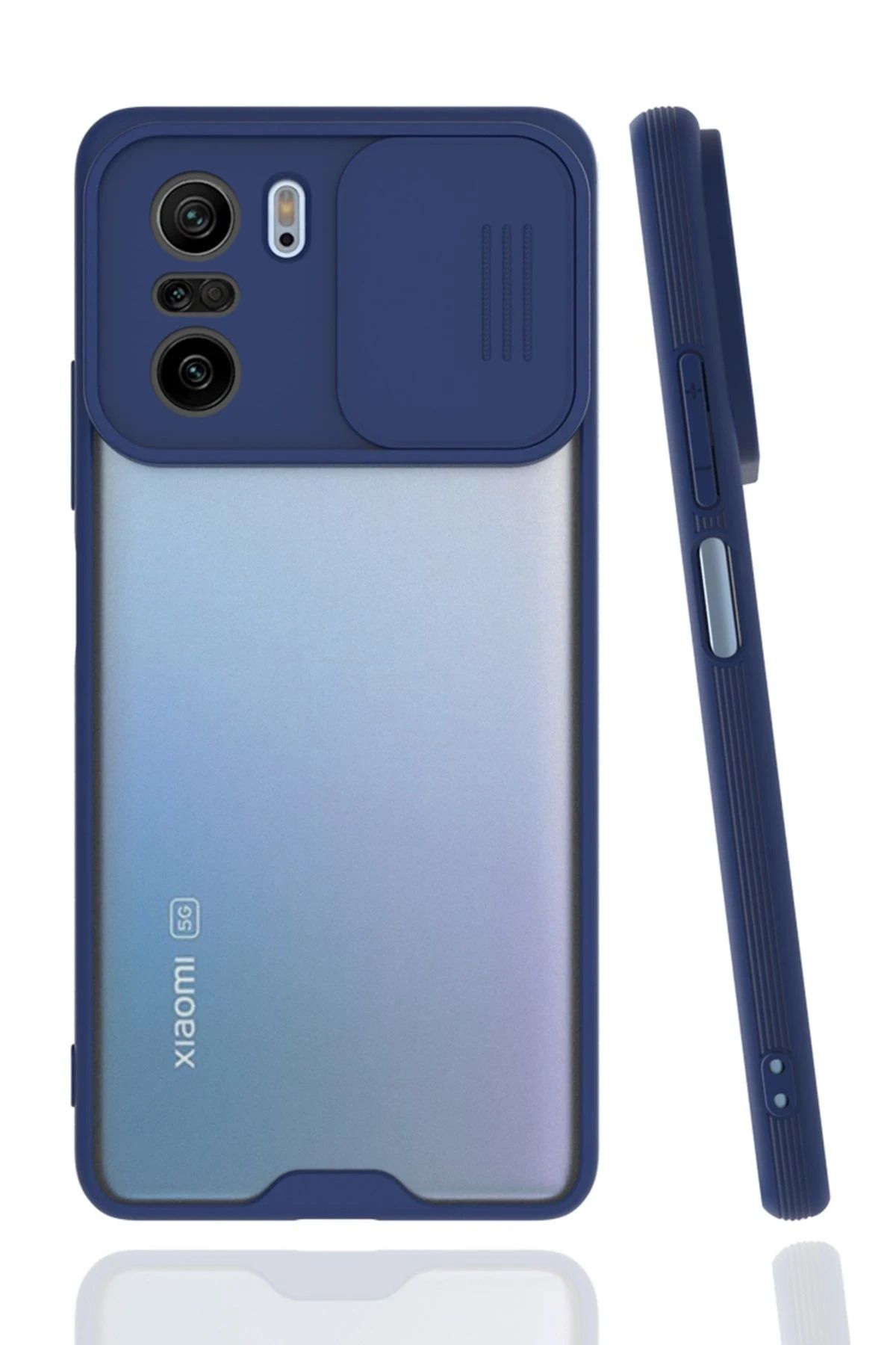 NewFace Xiaomi Poco F3 Kılıf Platin Kamera Koruma Silikon - Lacivert NRMSA