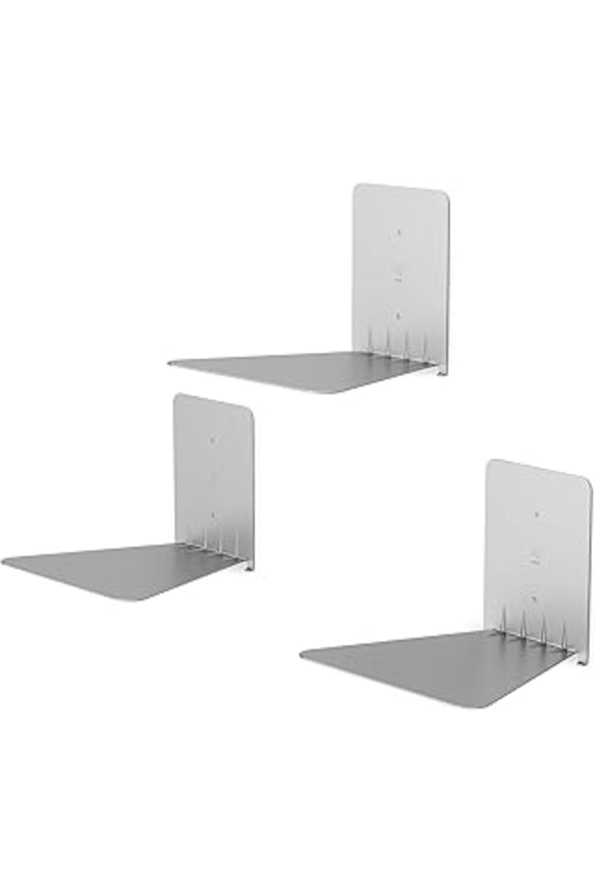 Mu Art Ahşap Umbra Conceal Floating Kitaplık, Büyük, Gümüş, 3'Lü Set