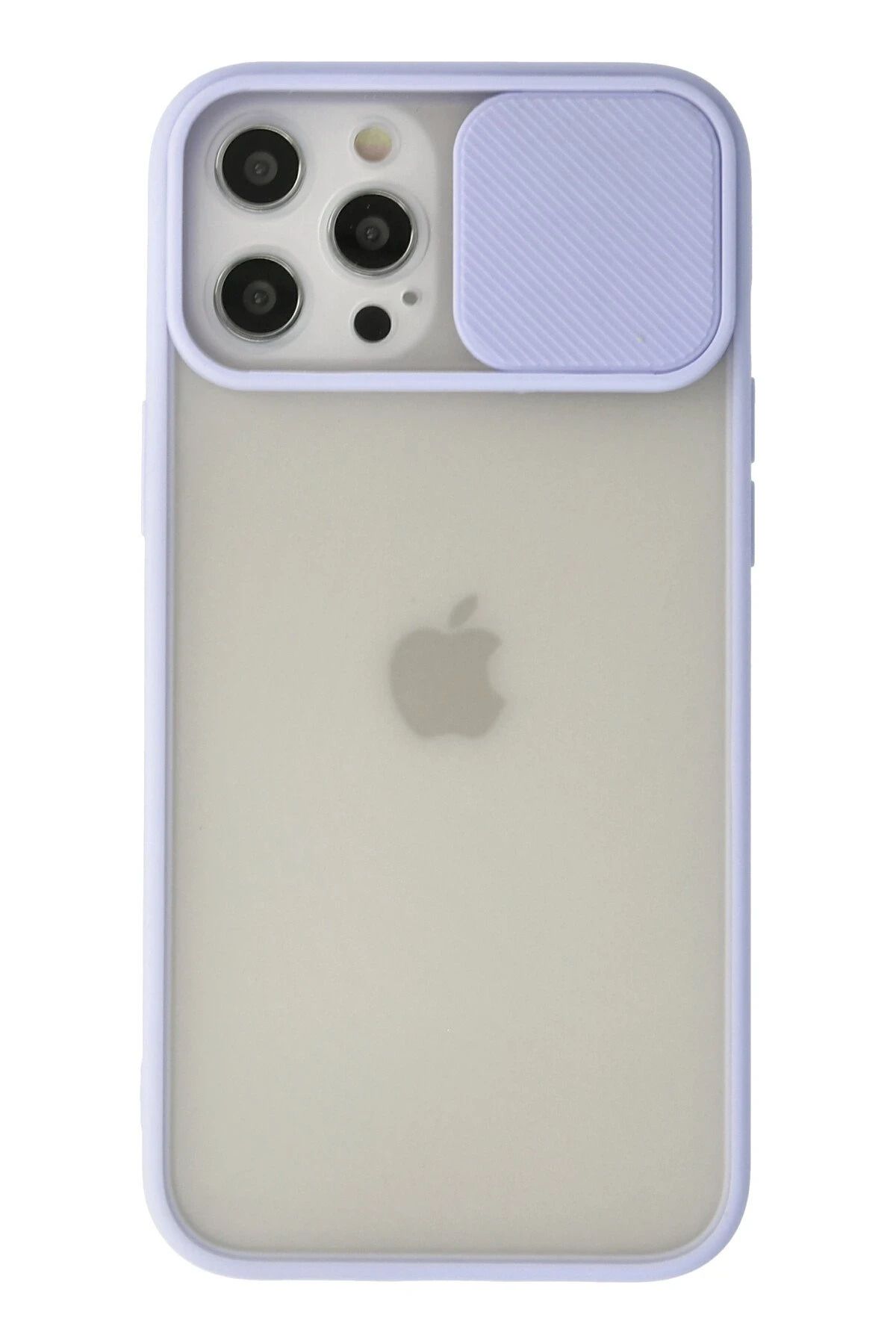 NewFace iPhone 12 Pro Max Kılıf Palm Buzlu Kamera Sürgülü Silikon - Lila YNSMR