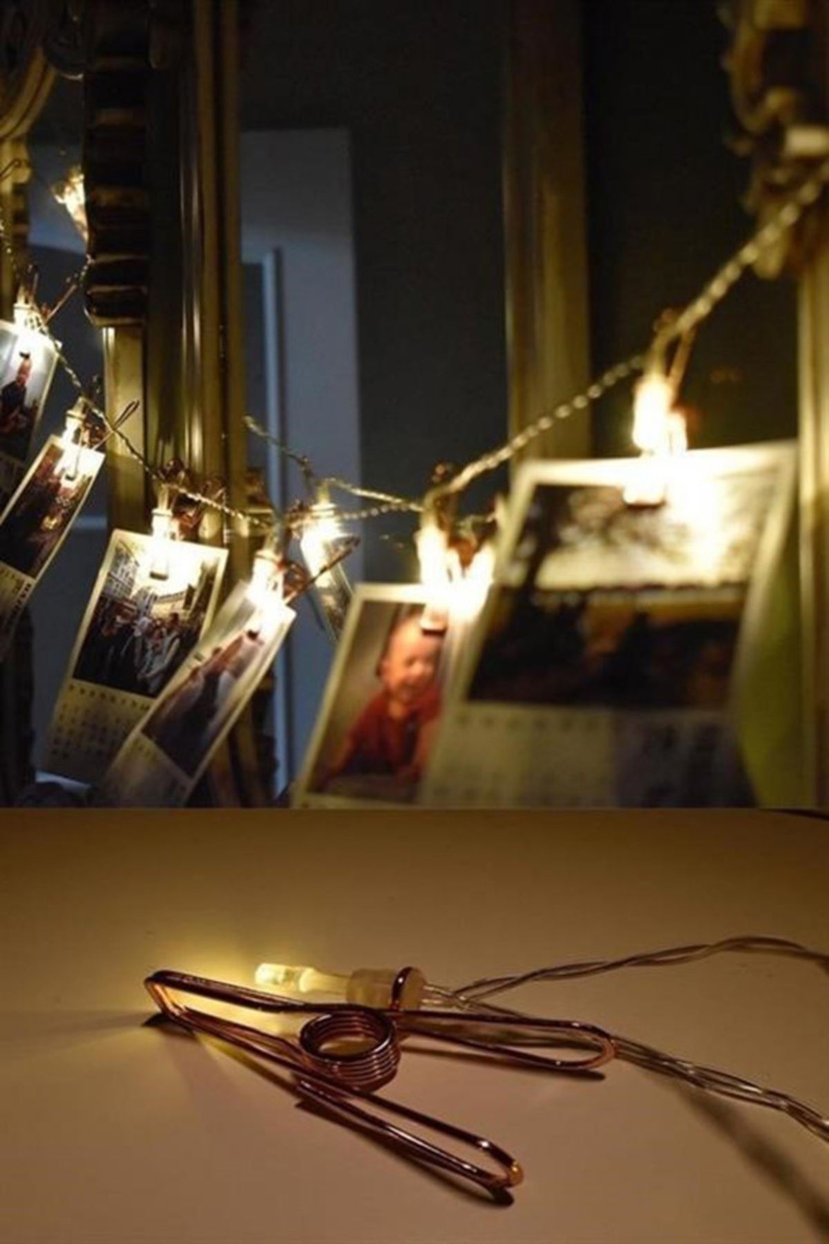 tedaks Bakır Renkli Led Işıklı Fotoğraf Asma Işık Süsleme Mandalları