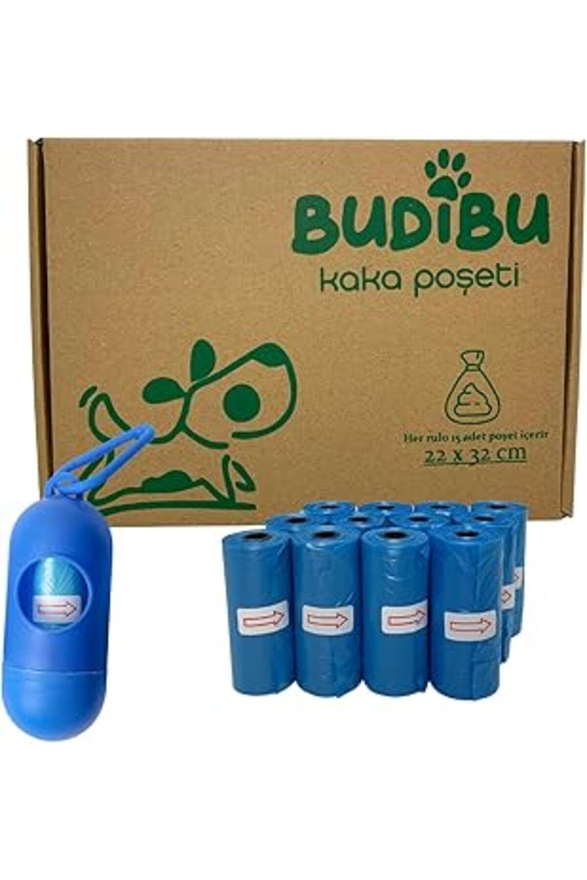 karadağsb Budibu Kedi Köpek Kaka Poşeti Evcil Hayvan Dışkı Kaka Torbası Taşıma Kapsülü Ve 12 Rulo (180 Poşet)