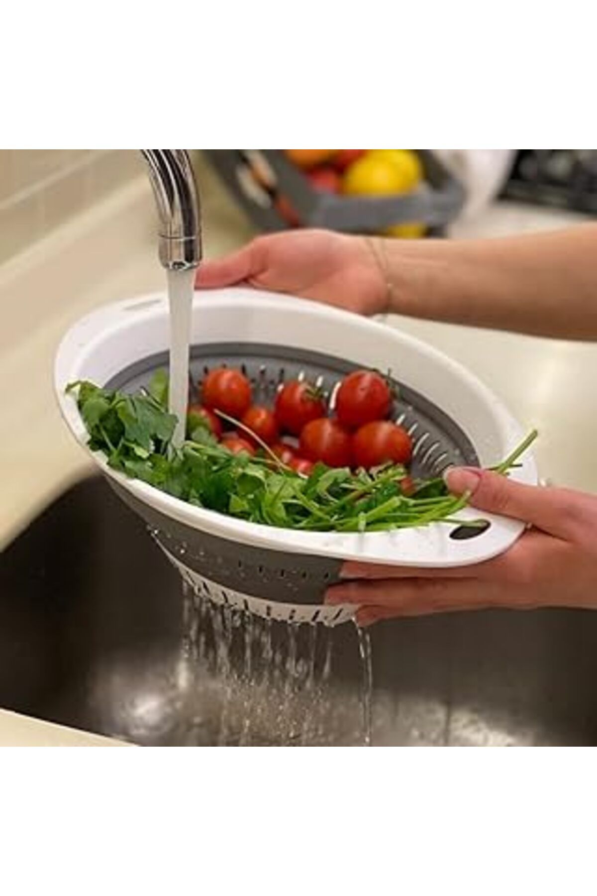 karadağsb Arsimo Katlanabilir Oval Süzgeç, Akordiyonlu Süzgeç Yer Kaplamayan 40 Cm, Bpa İçermez