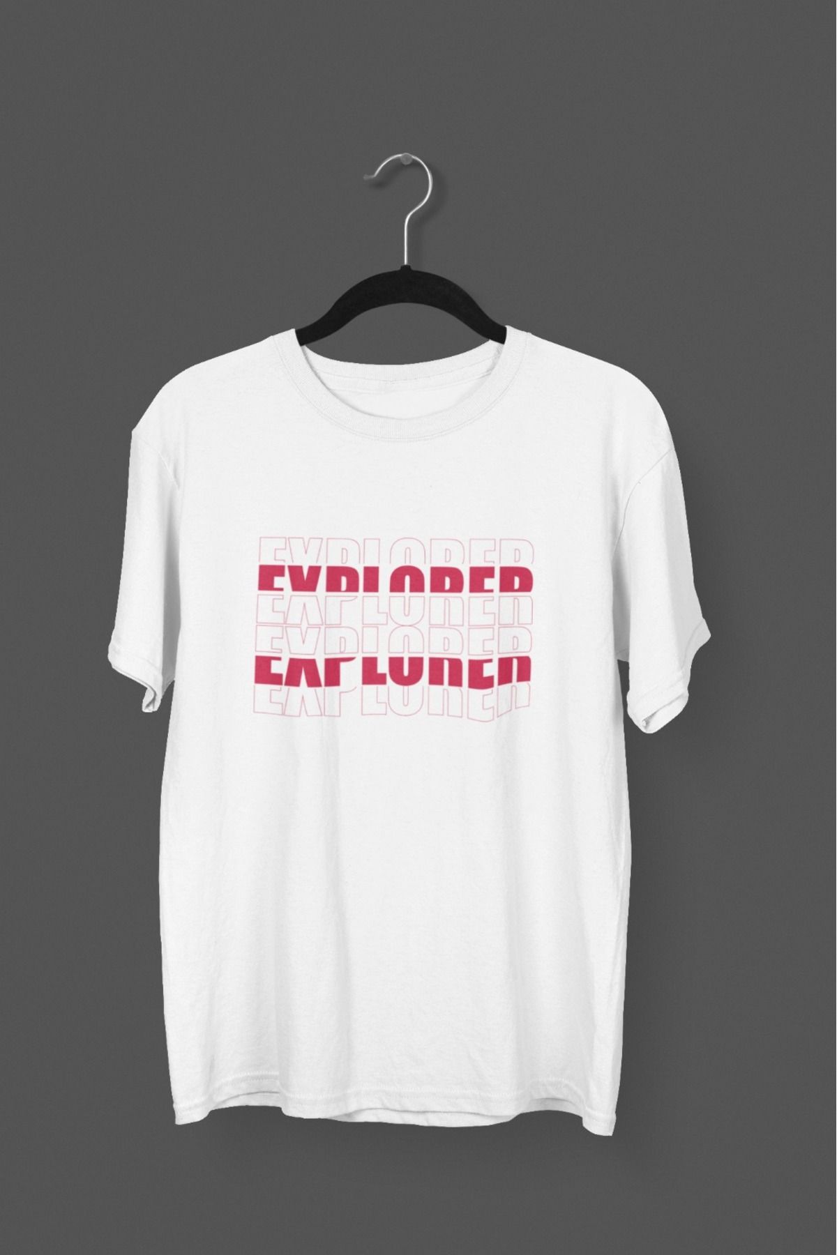 Butik ERKEK/KADIN -EXPLORER- TRANSFER BASKILI YUVARLAK YAKA KISA KOL TİŞÖRT