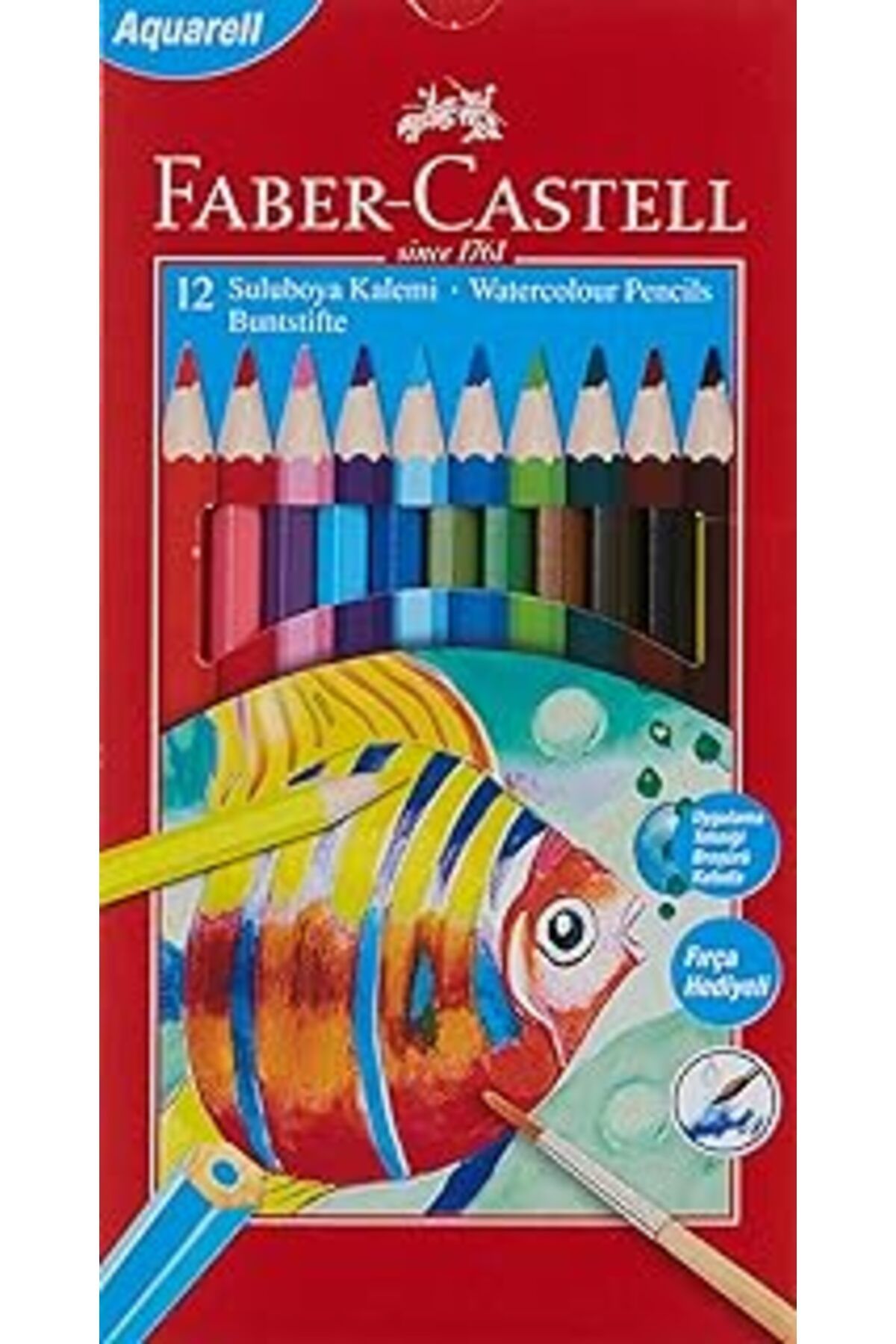 Pazarcan Faber-Castell Karton Kutu Aquarel Boya Kalemi, 12 Renk
