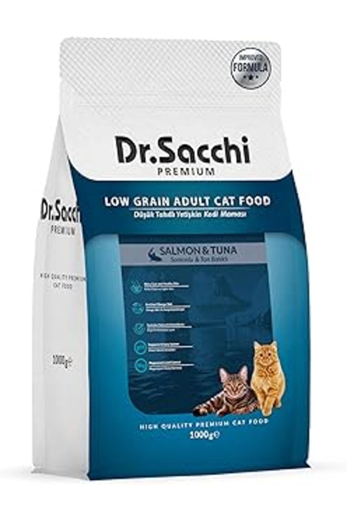 Mu Art Dr.Sacchi Premium Düşük Tahıllı Somonlu Ve Ton Balıklı Yetişkin Maması 1 Kg