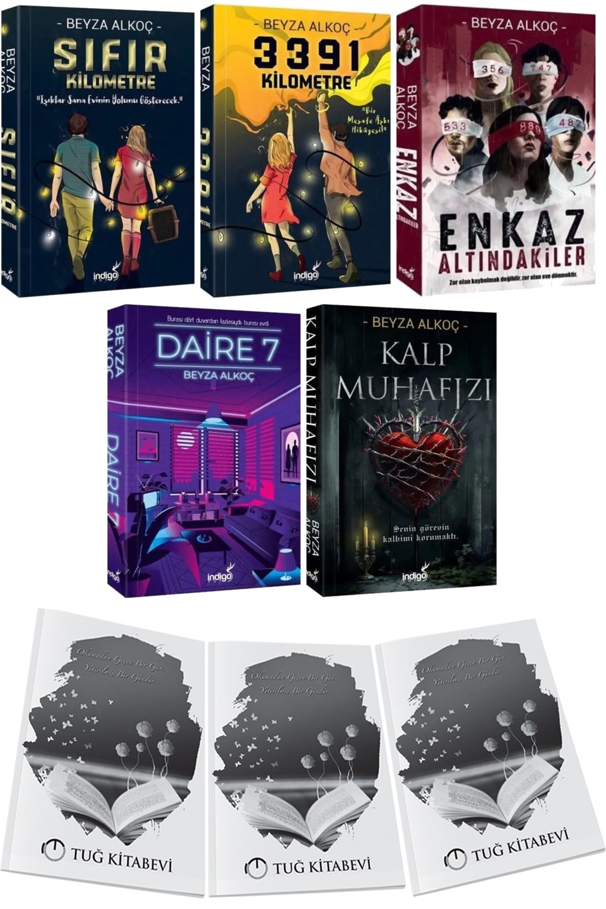 İndigo Kitap Sıfır Kilometre - 3391 Kilometre - Enkaz Altındakiler - Daire 7 - Kalp Muhafızı 5 Kitap + Hediyeli