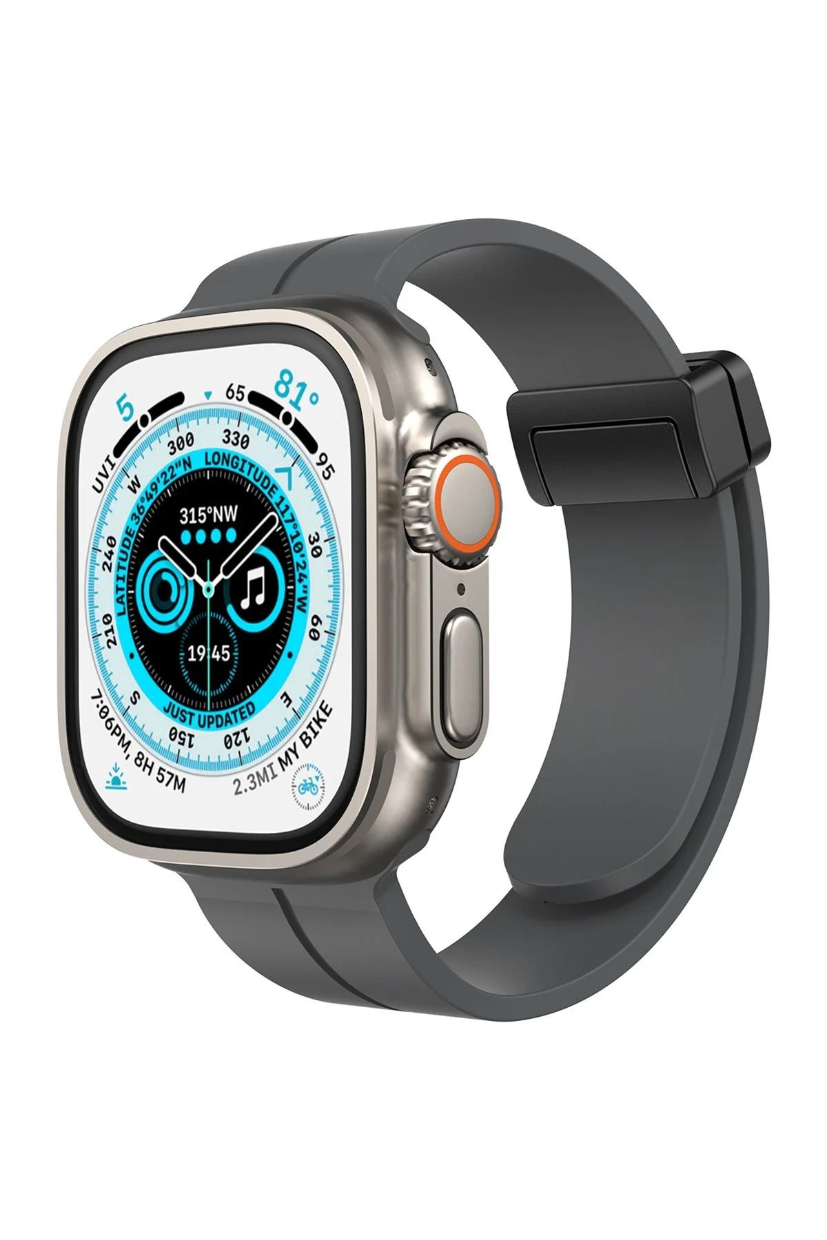 NewFace Apple Watch 42mm KR412 Elegance Stylısh Kordon - Füme BSTMY