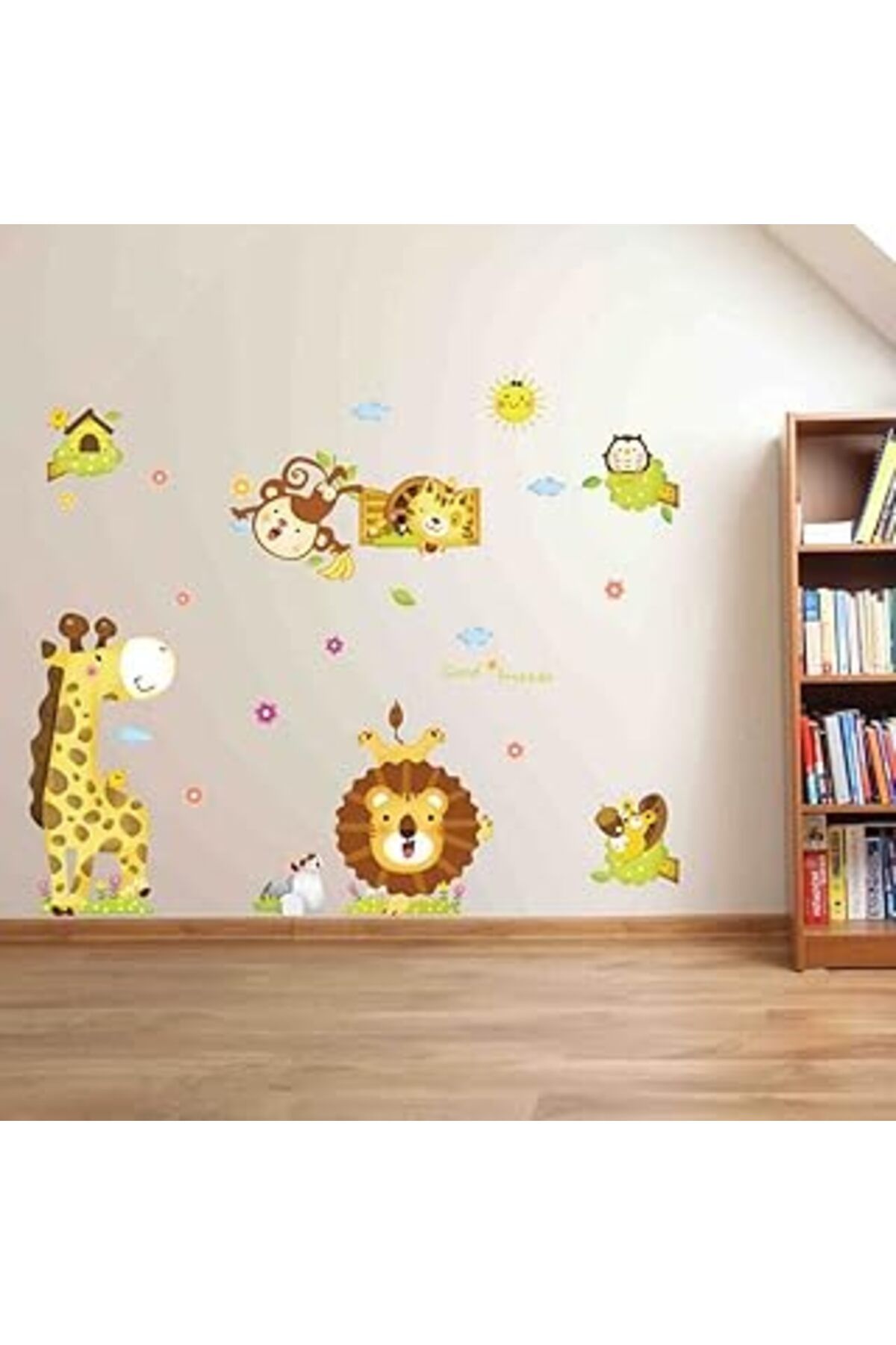 karadağsb Wallpark Karikatür Hayvanlar – Aslan Tigers Giraffe Sevimli Maymun – Çıkarılabilir Duvar Çıkartması