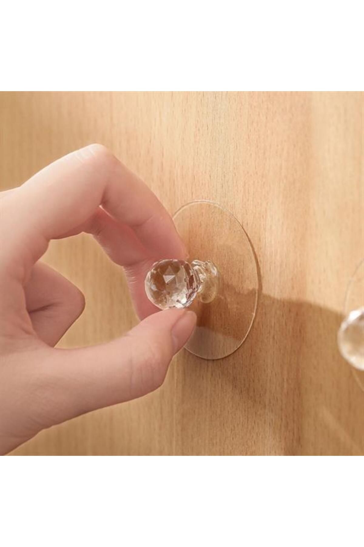 Emperium 2 Adet Kristal Kendiliğinden Güçlü Yapışkanlı Kulp Askısı Tutma Kolu (5122)