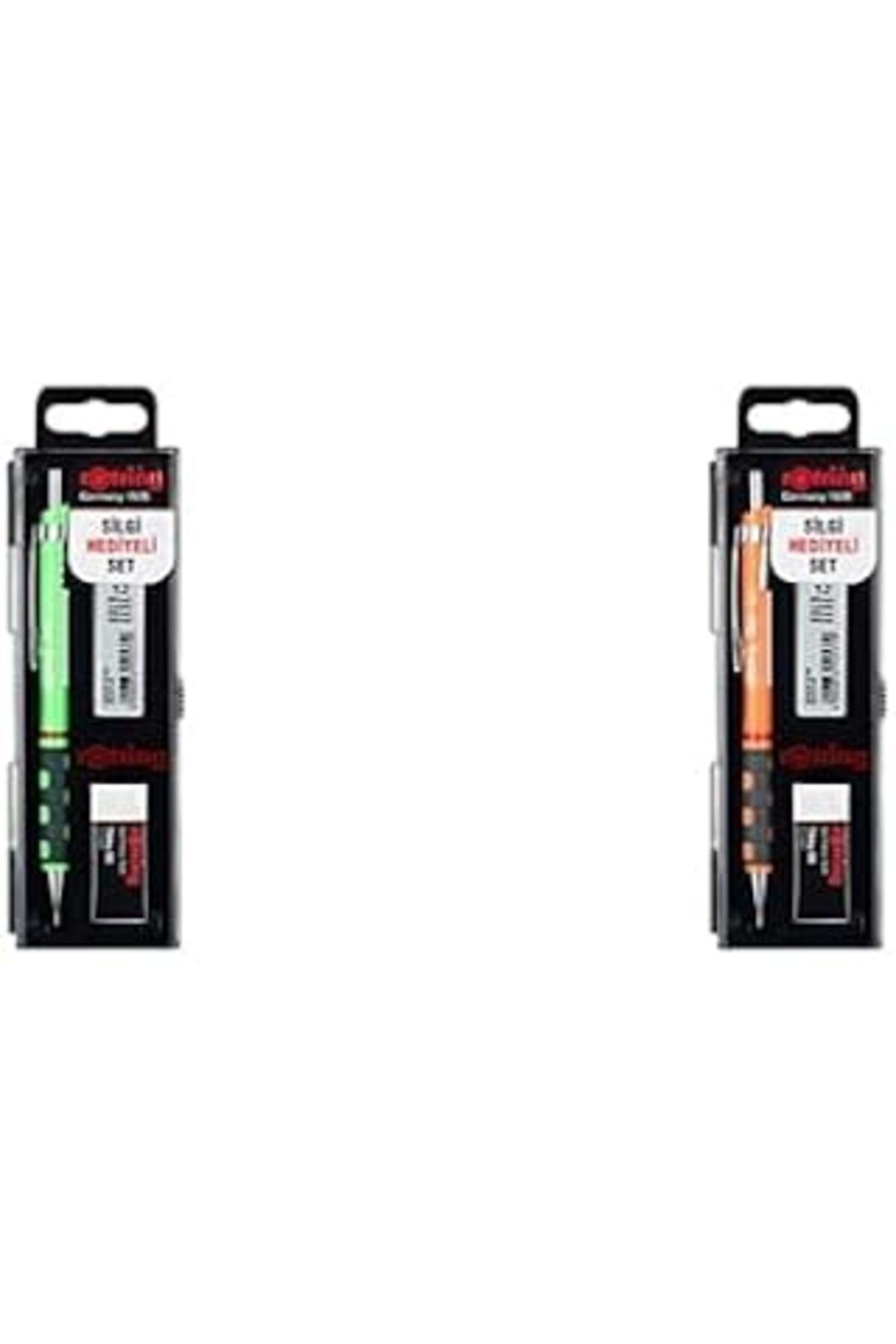 NZM TİCARET Rotring Tikky Mekanik Kurşun Kalem Seti (0.7 Mm, Neon Yeşil Ve Turuncu, 2'Li Set)