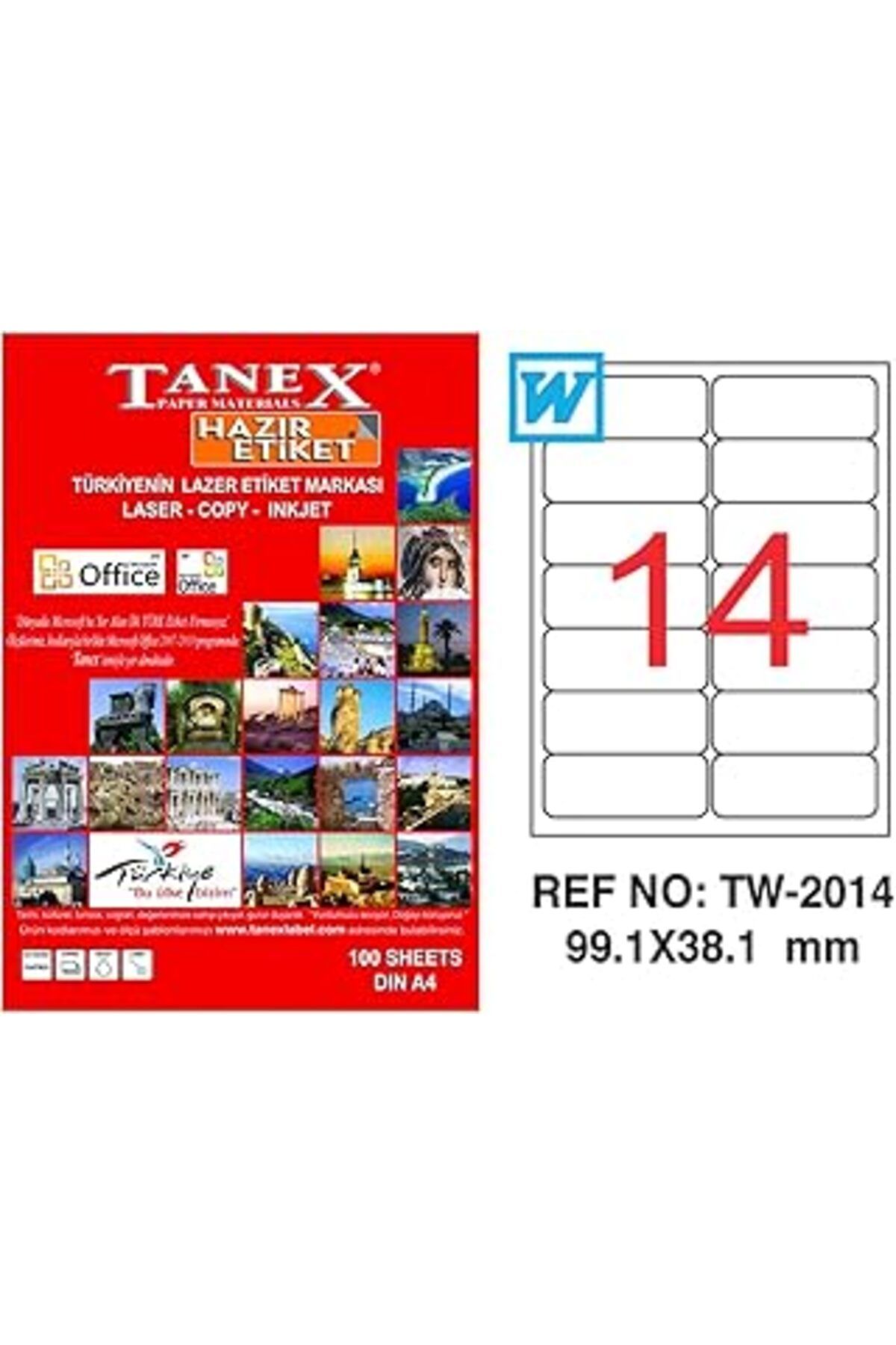 NETWORK ART Tanex Tw-2014 99.1x38.1 mm Lazer Etiket 100 Lü Paket