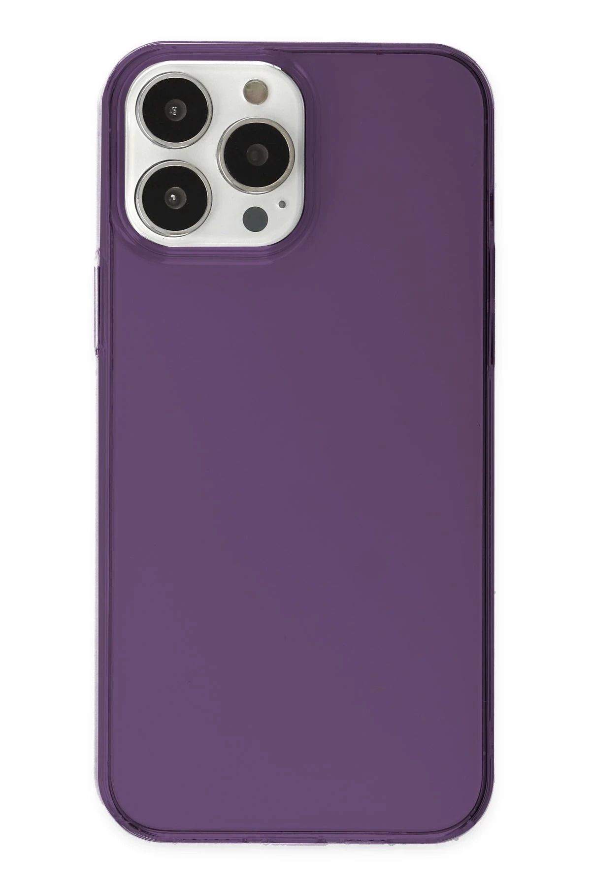 NewFace iPhone 14 Pro Kılıf Pc Sert Şeffaf Kapak - Mor NRMSA