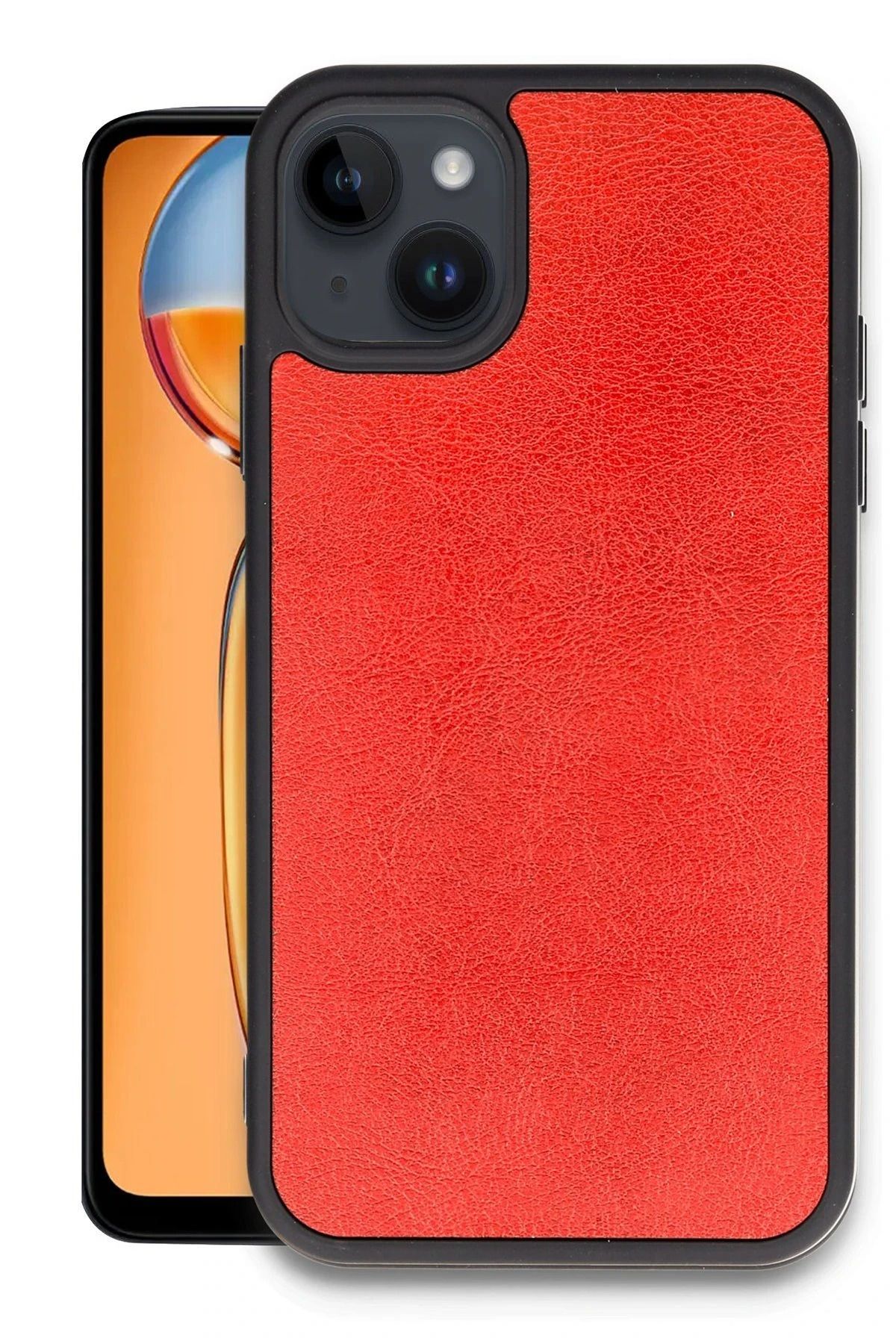NewFace iPhone 15 Kılıf Aras Deri Kapak - Kırmızı YNSMR