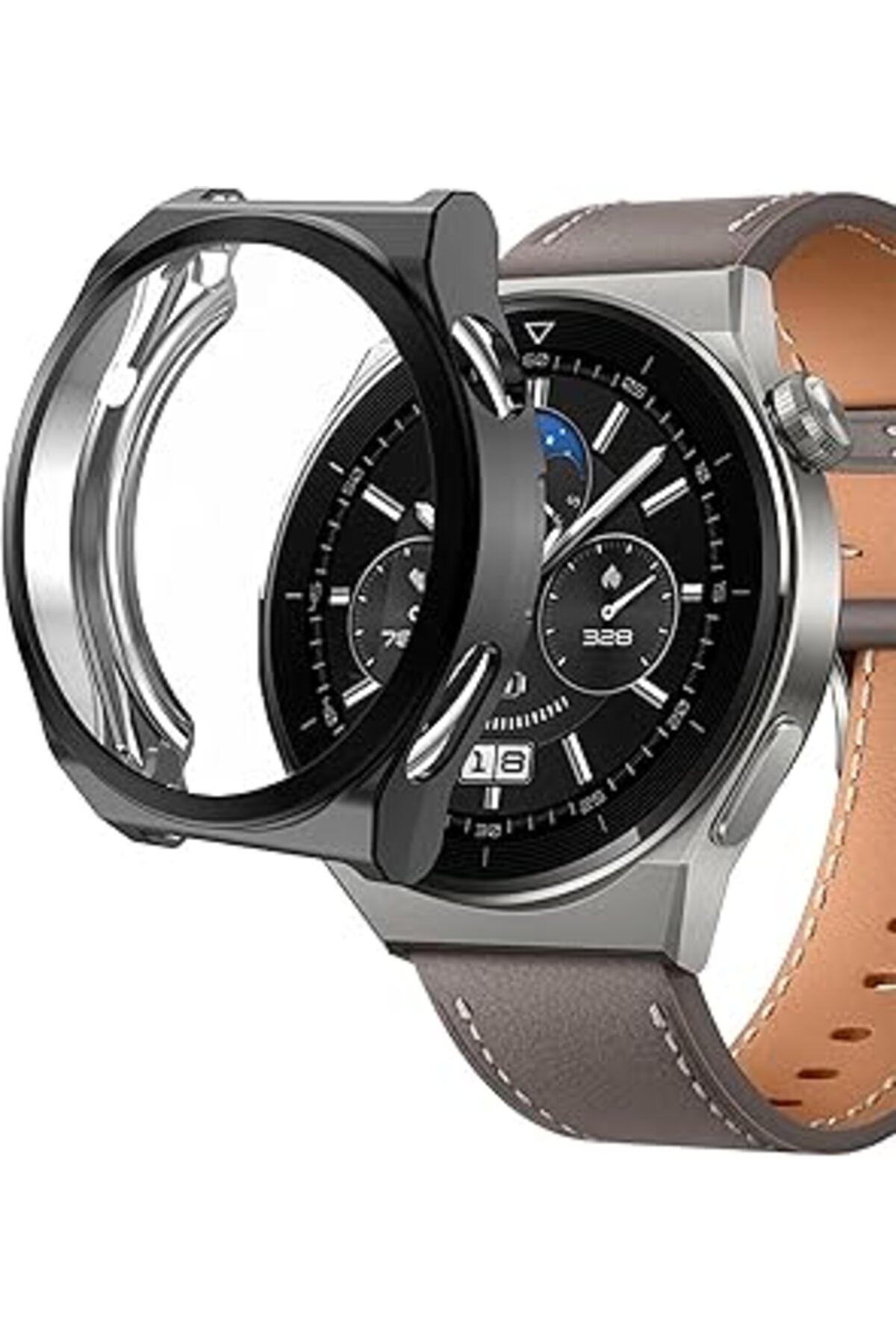 karadağsb Microsonic Huawei Watch Gt5 Pro 46Mm Kılıf 360 Full Round Soft Silicone Siyah [Watch Gt5 Pro 46Mm I