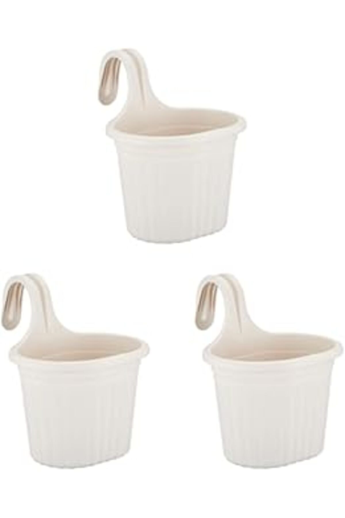 karadağsb Tom1 Askılı Balkon Saksı Seti, 22.2 Cm, 3 Litre, 3 Adet, Beyaz