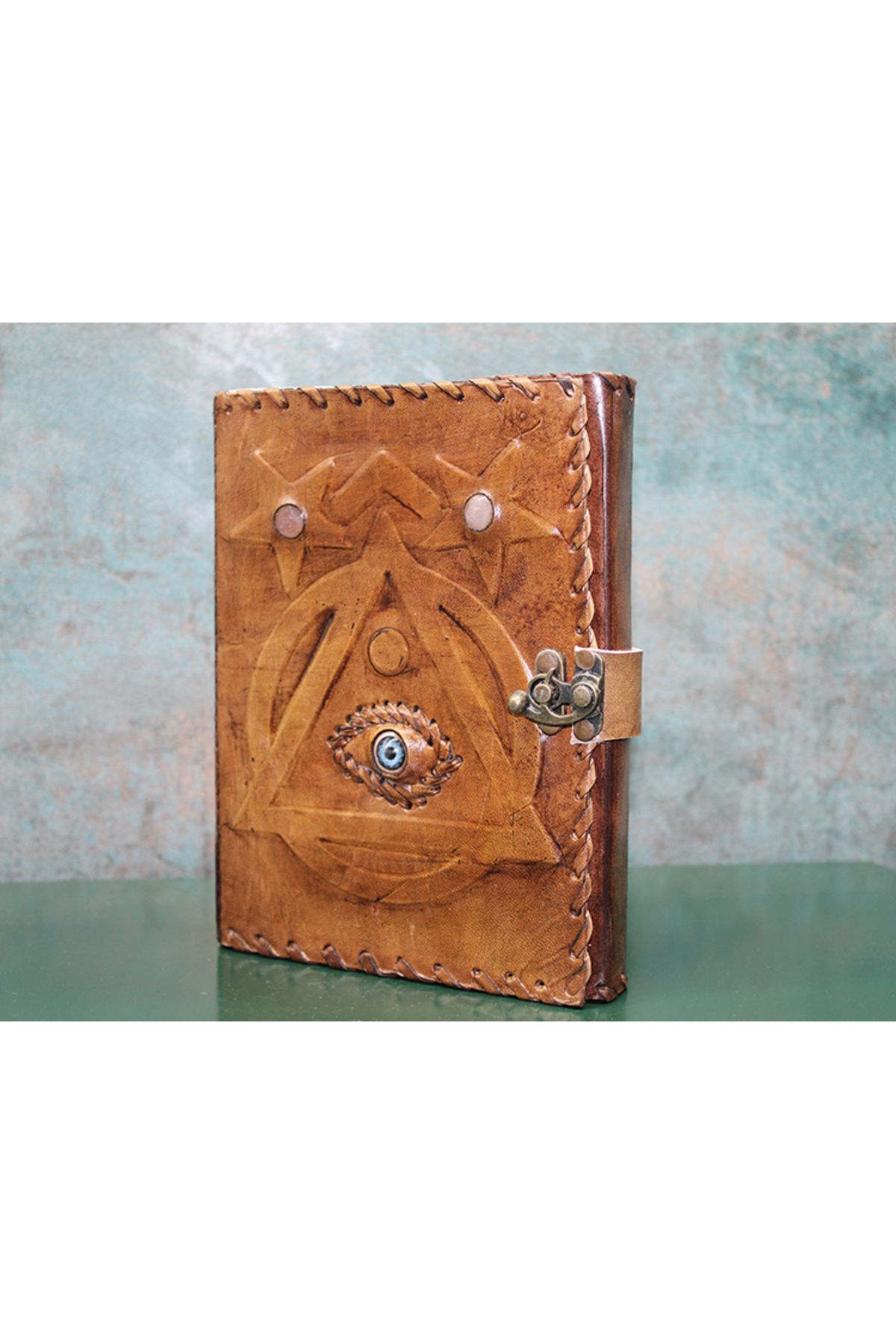 musellife Taşlı Deri Defter Model 4