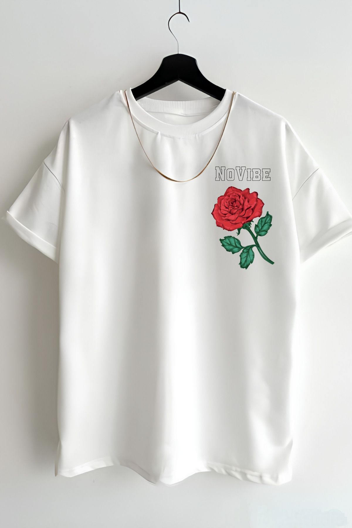 AMMA Unisex NoVibe Baskılı Oversize %100 Pamuk T-shirt