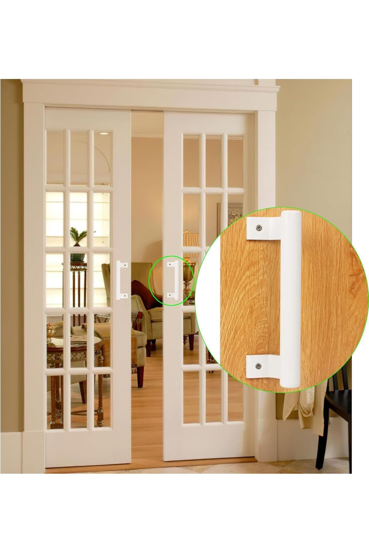 Generic-YIDELAI 2-Piece Sliding Door Handle 8-inch Aluminum Alloy Material 7