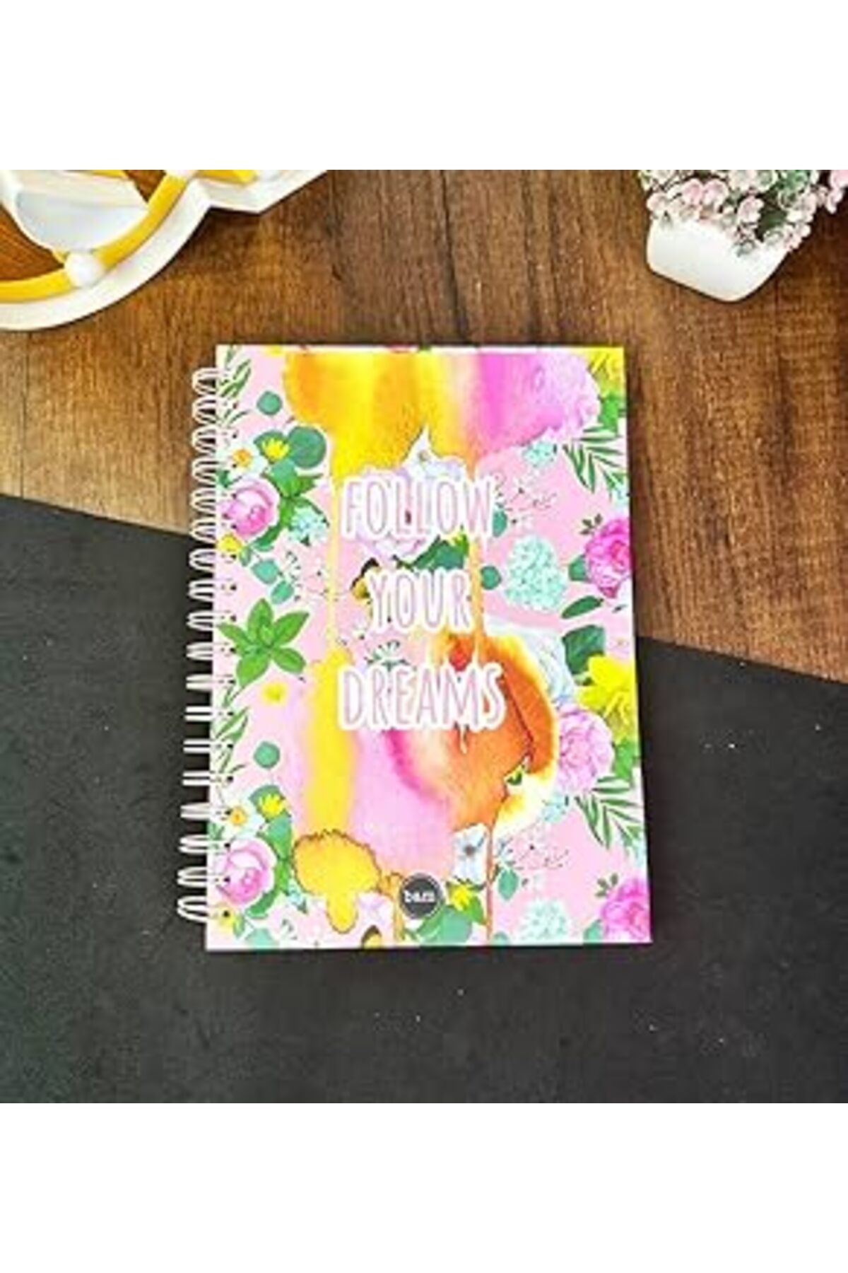 robotrend Giftmoda Renkli Follow Your Dreams Tasarımlı Çizgili Spiralli Defter