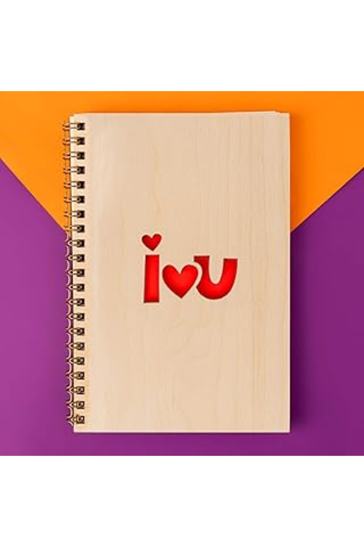 NZM TİCARET I Love You Minimal Tasarımlı Ahşap Kapaklı Defter