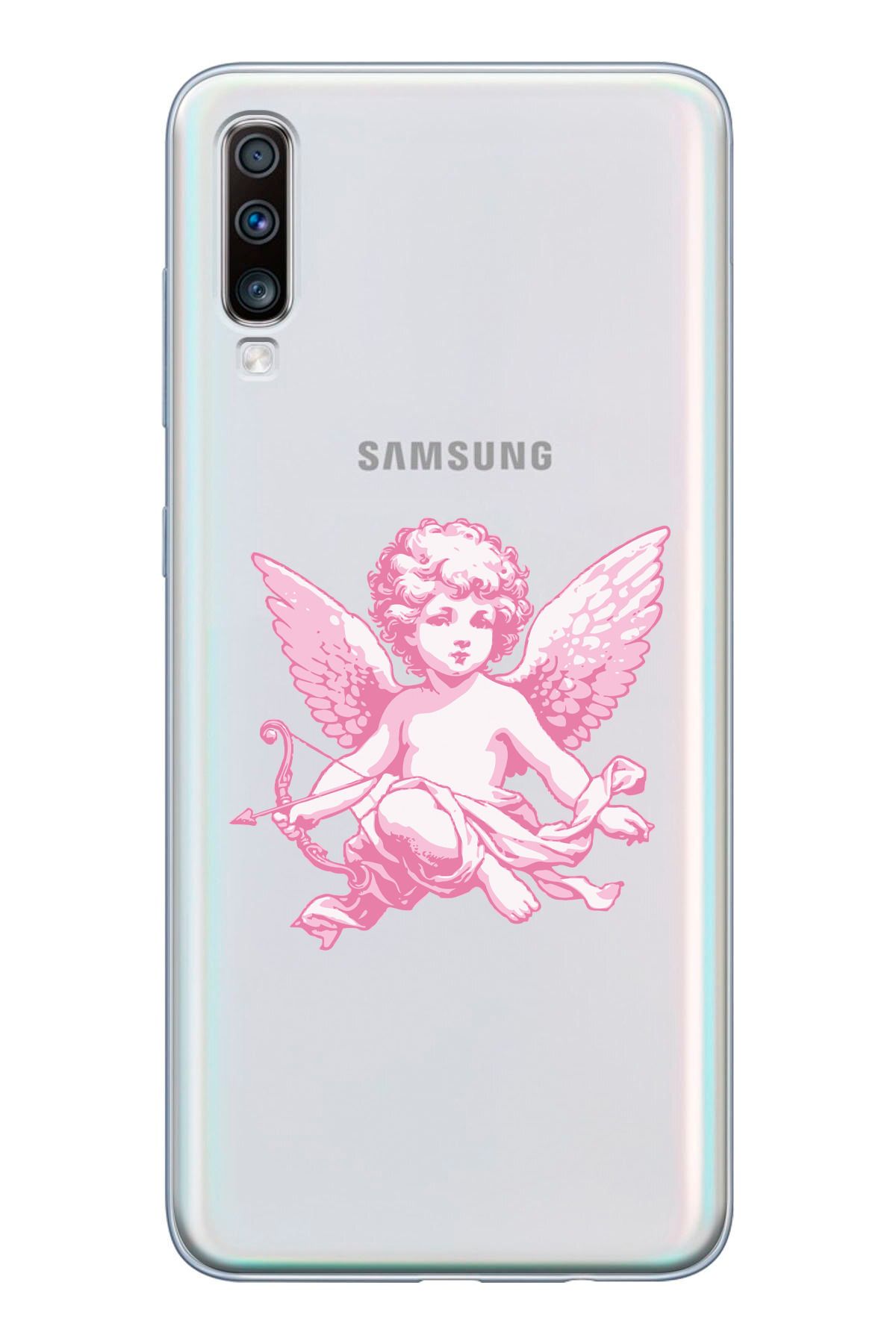 moonset Samsung Galaxy A70 Uyumlu Melek Tasarımlı Baskılı Şeffaf Telefon Kılıfı
