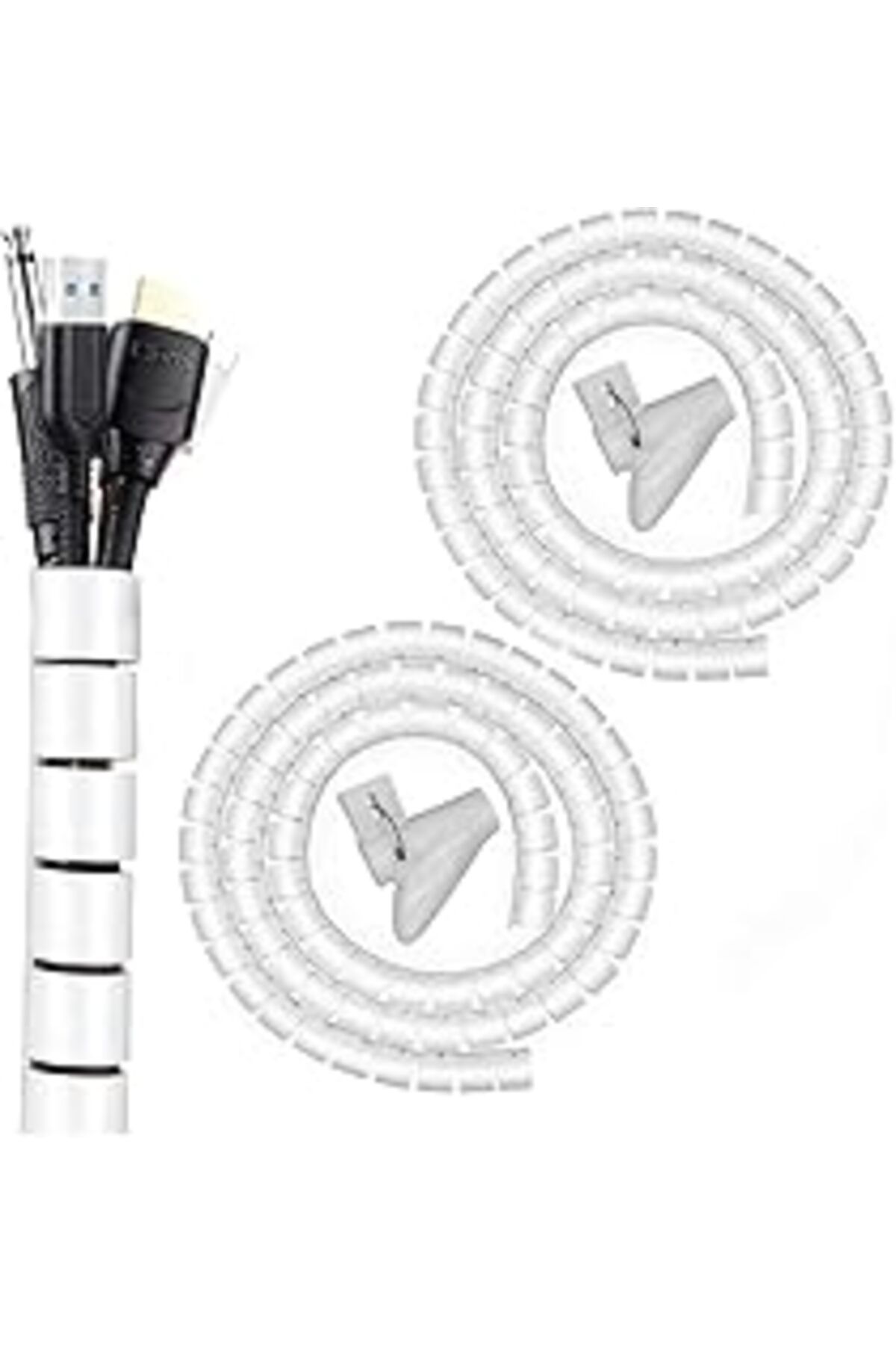 TBSProjects Güncelçarşı 1 Mt X 22 Mm Spiral Boru Kablo Kanalı Kablo Fiş Düzenleyici Toplayıcı Kordon Kablo Tutu