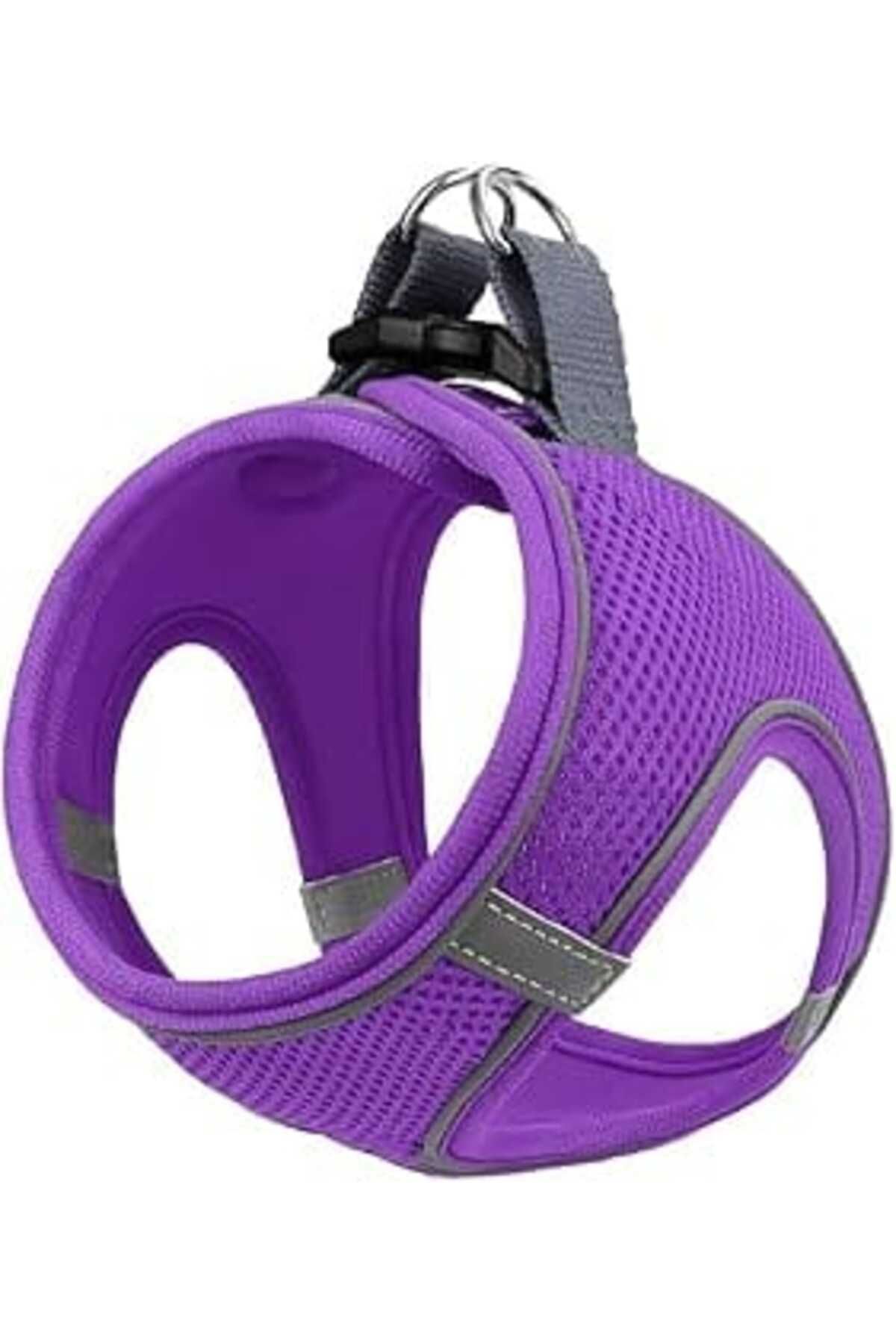 Mu Art Mita Air Mesh Köpek Göğüs Tasması Çift Reflektörlü, Terletmeyen Tasma (Mor, 3Xs)