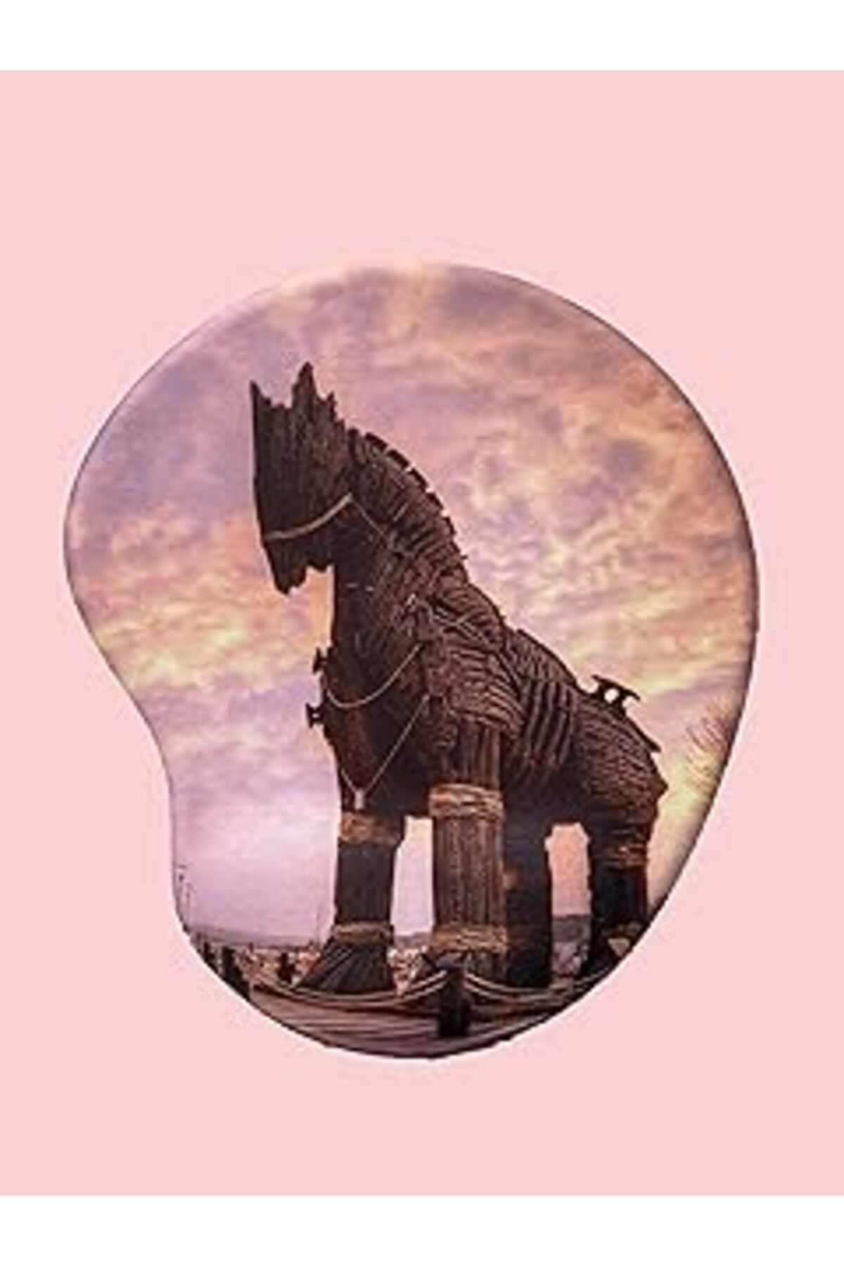 Mu Art Ahşap Rakkun Shop Türkiye Serisi - Truva Atı Baskılı Bilek Destekli Mouse Pad