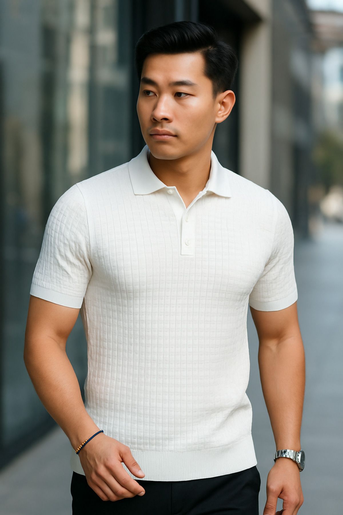 Liberto Erkek Dokulu Polo Yaka Triko Tişört – Modern Fit Tasarım