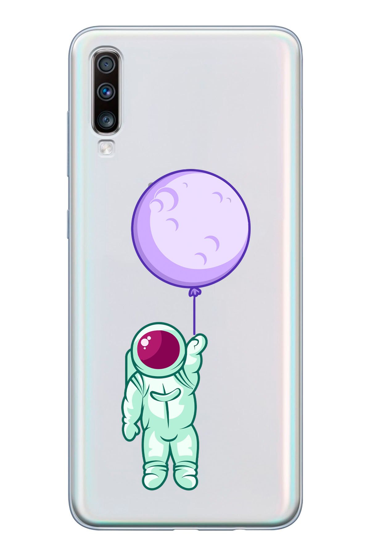 moonset Samsung Galaxy A30S/A50/A50S Uyumlu Astronot Tasarımlı Baskılı Şeffaf Telefon Kılıfı