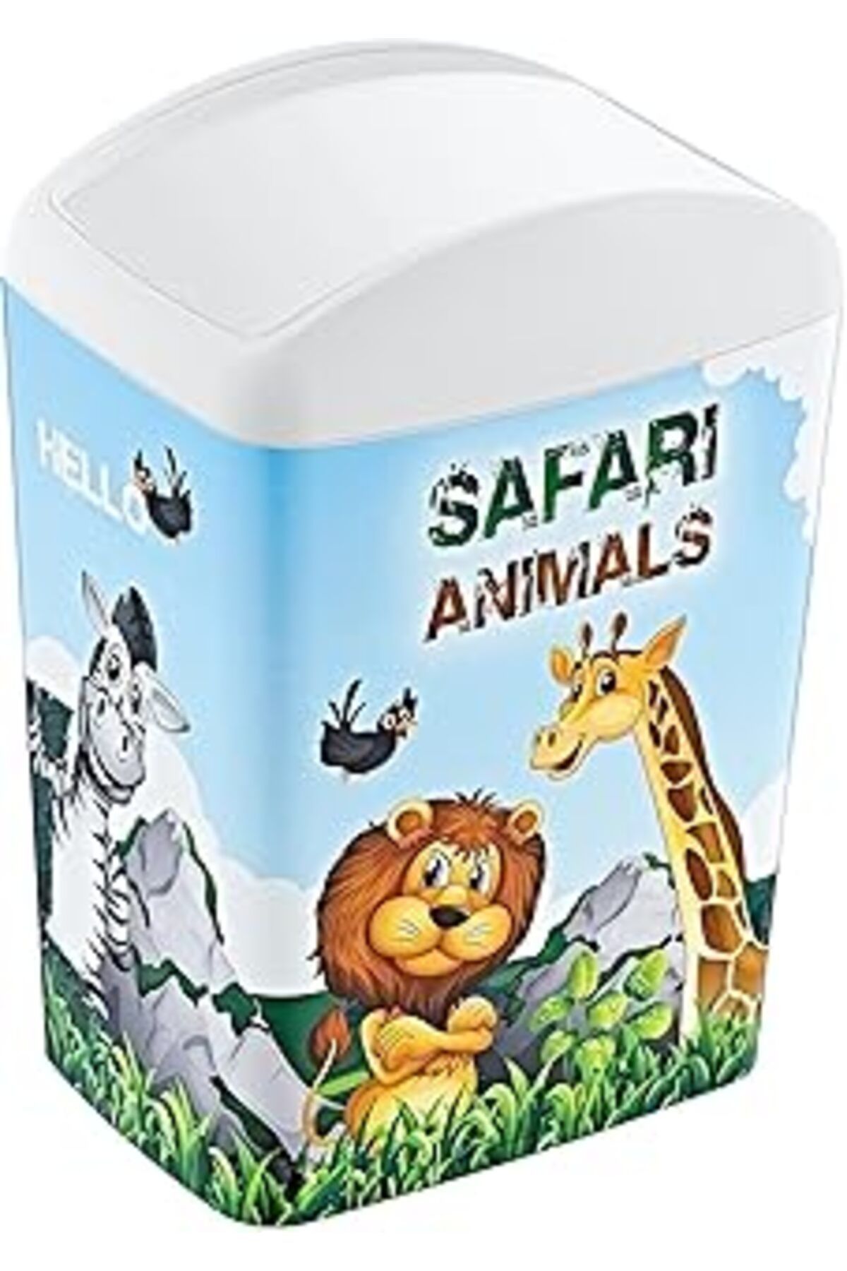 NZM TİCARET Smartware Soft Resimli Çöp Kutusu Döner Kapak Safari 5 Lt - Safari, Çok Amaçlı Döner Kapaklı Çöp K