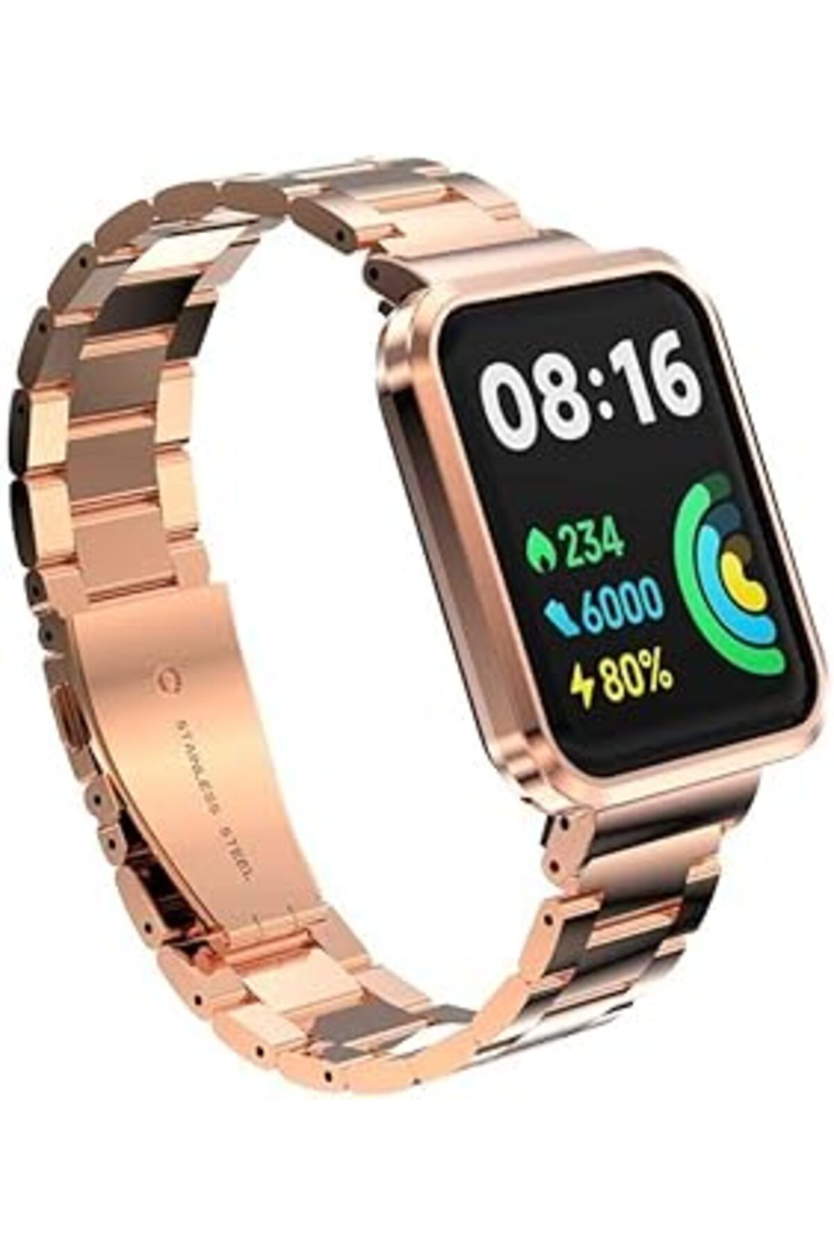 karadağsb Zore Xiaomi İle Uyumlu Redmi Watch 2 Lite Krd-60 Metal Kordon Rose Gold