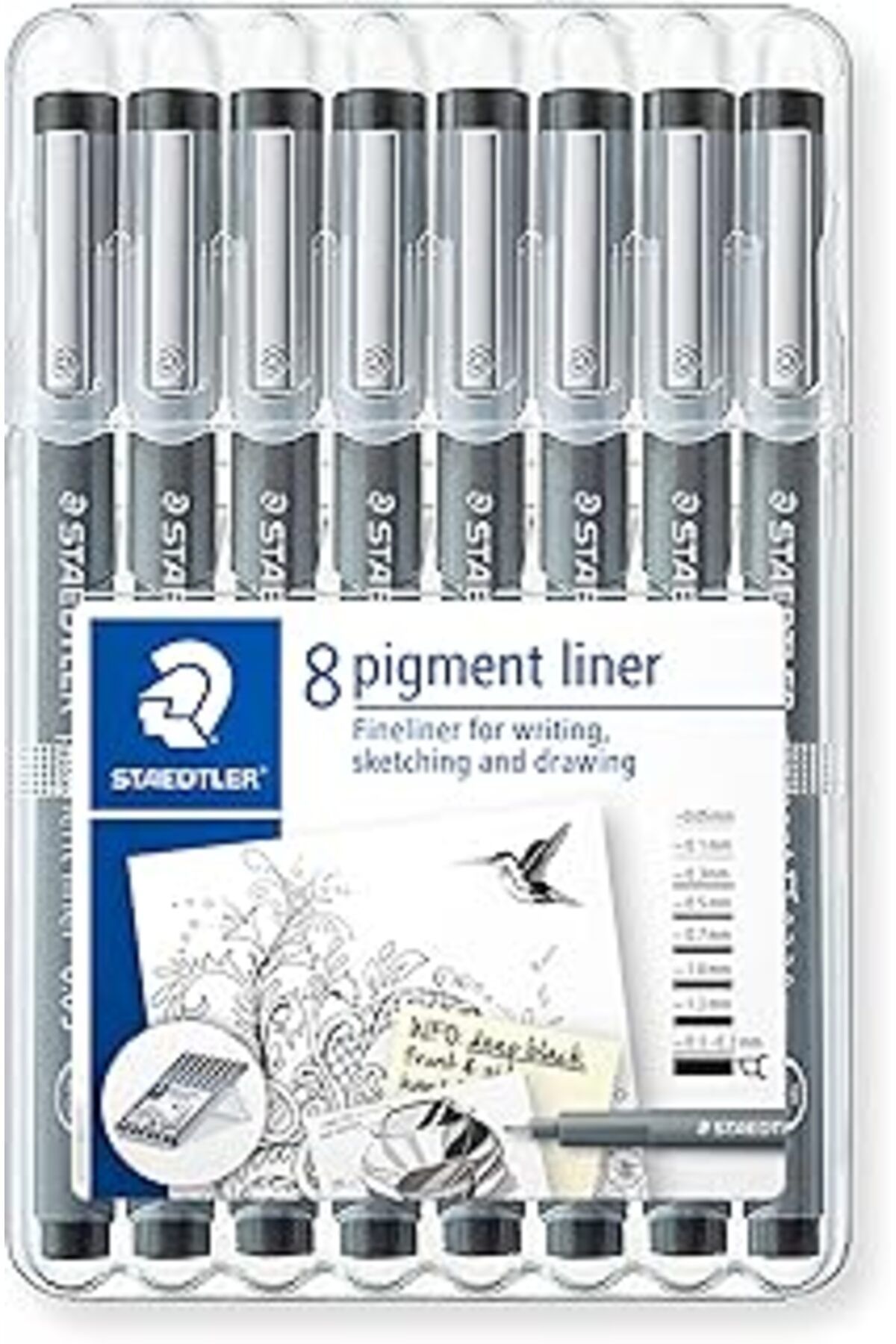 Mu Art Staedtler Siyah Pigment Kalemi, Farklı Çizgi Genişliklerinde, Dokümana Uygun Pigment Mürekkep, Uzun
