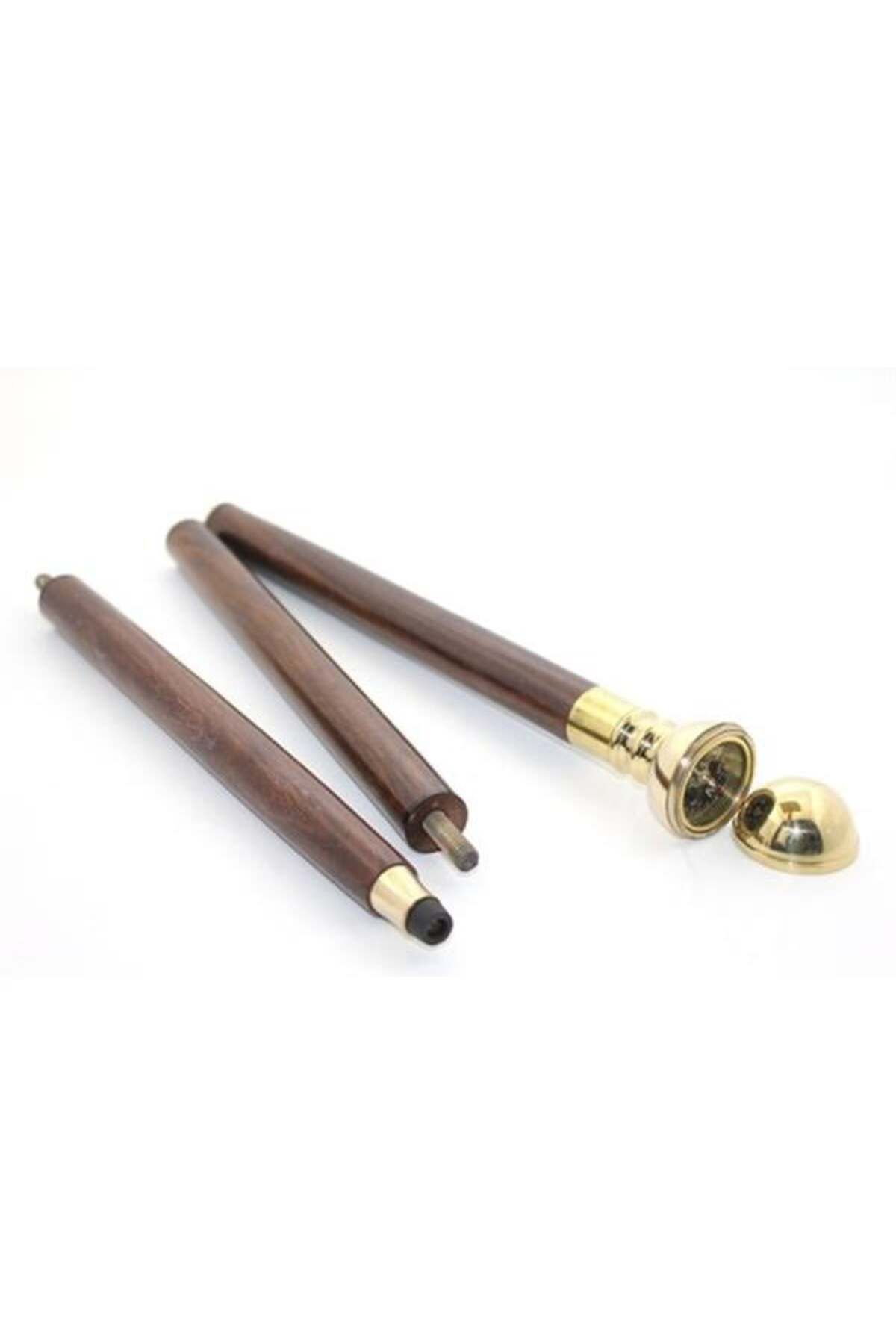 Mu Art Ahşap Pirinç Pusulalı Baston Model 2
