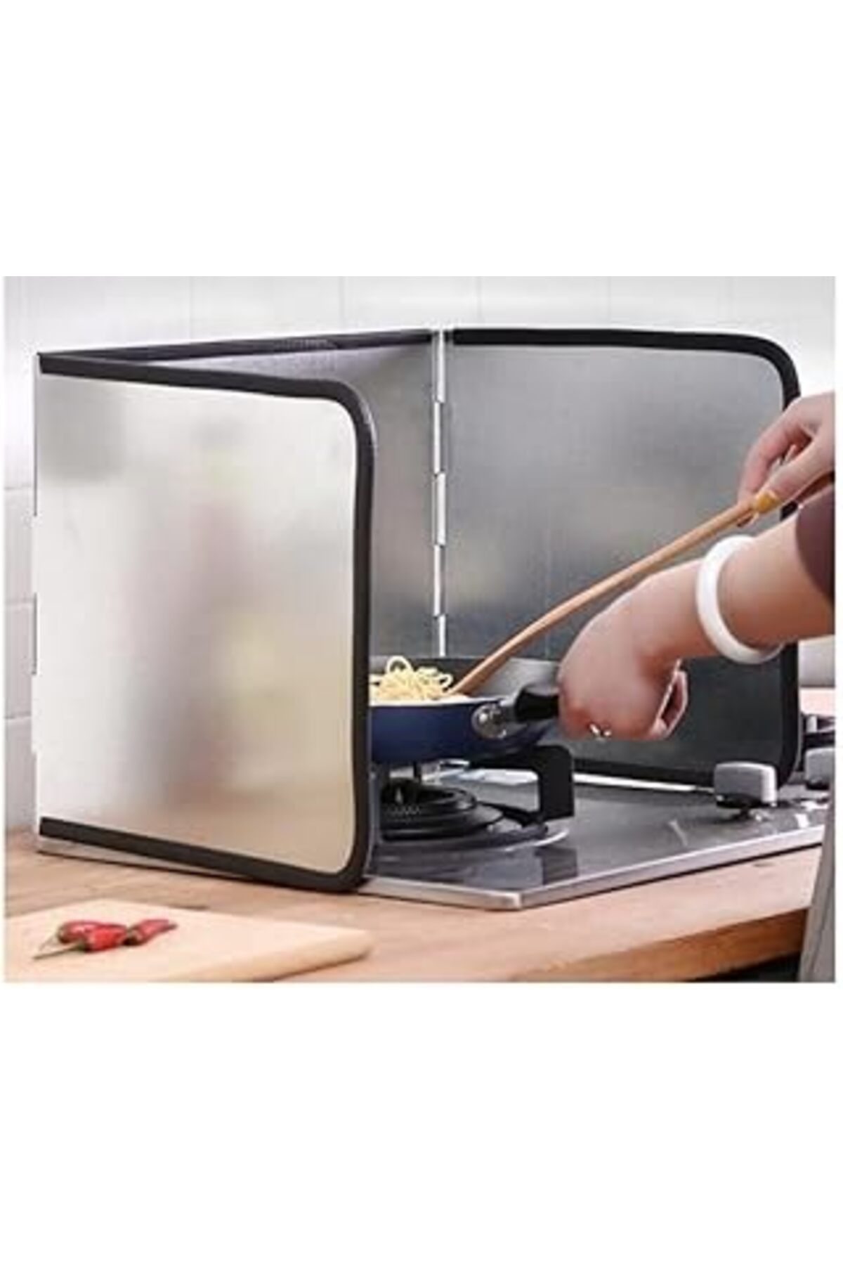 Mu Art Ahşap Tineke Ocak Arkası Koruyucu Yağ Sıçratmaz Panel Küçük Boy Tekli Ocak Için Uyumludur 30+30+30
