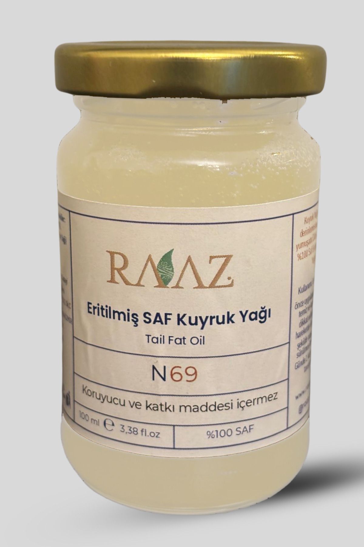 RAAZ Eritilmiş Saf Kuyruk Yağı 100 ml ( %100 Doğal ve Saf )