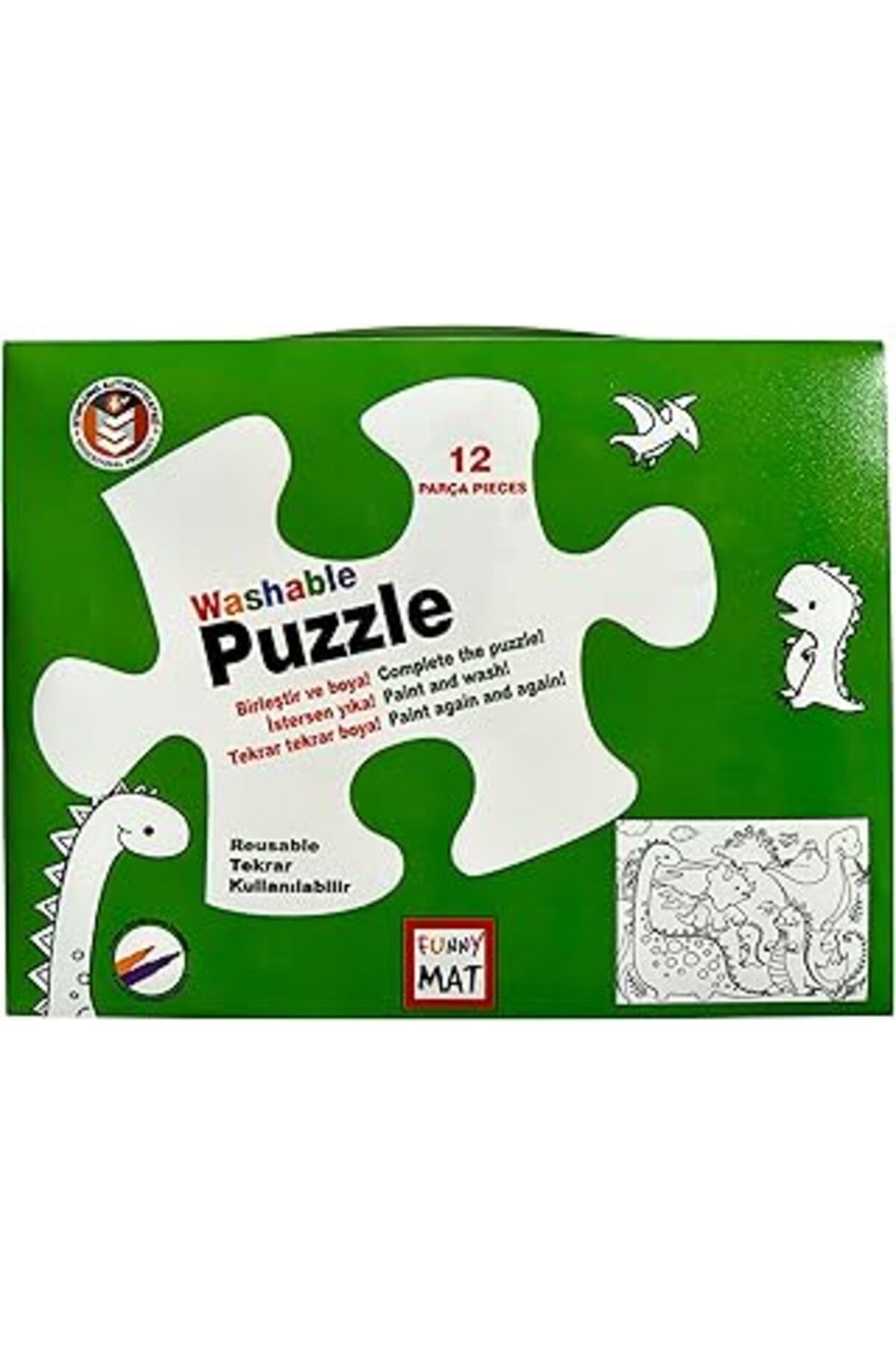 karadağsb Akademi Çocuk Funny Mat Washable Puzzle Dinazor Çağı Paket