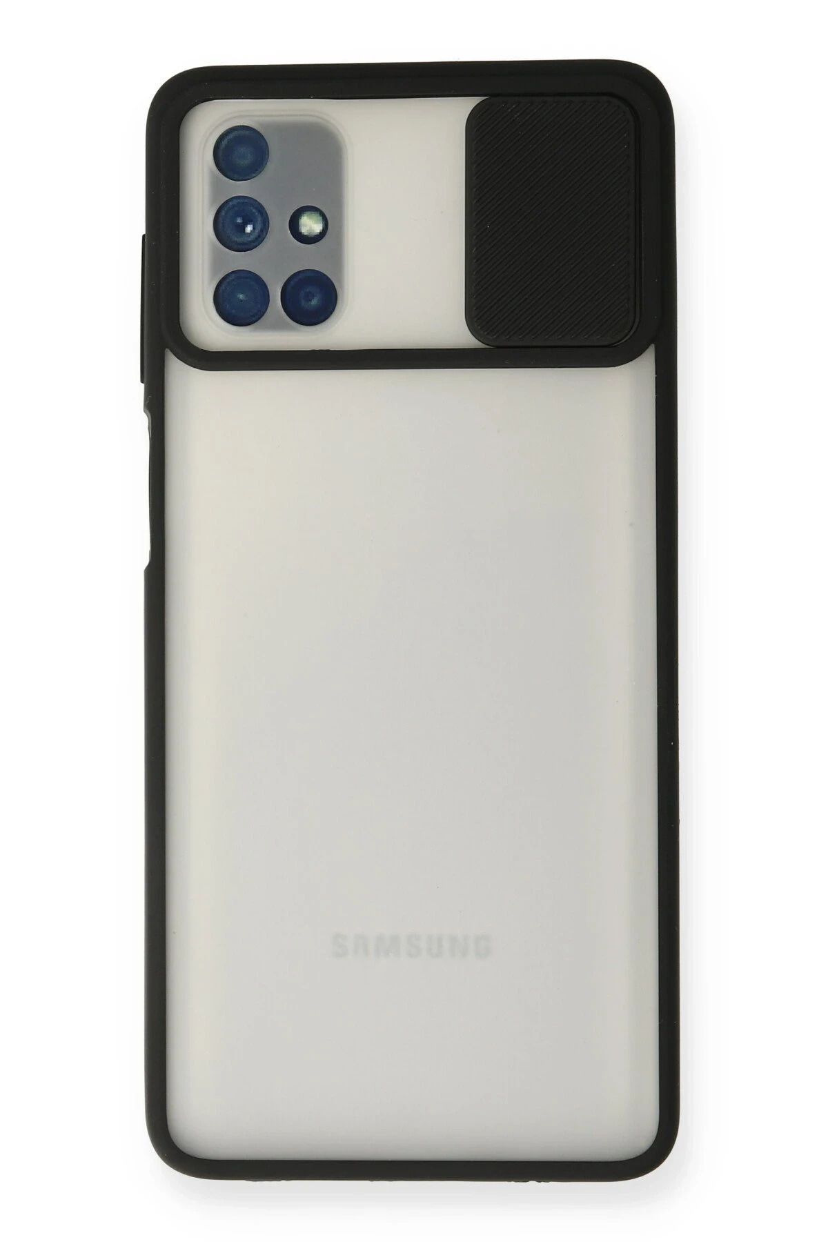 NewFace Samsung Galaxy M51 Kılıf Palm Buzlu Kamera Sürgülü Silikon - Siyah HNZRN