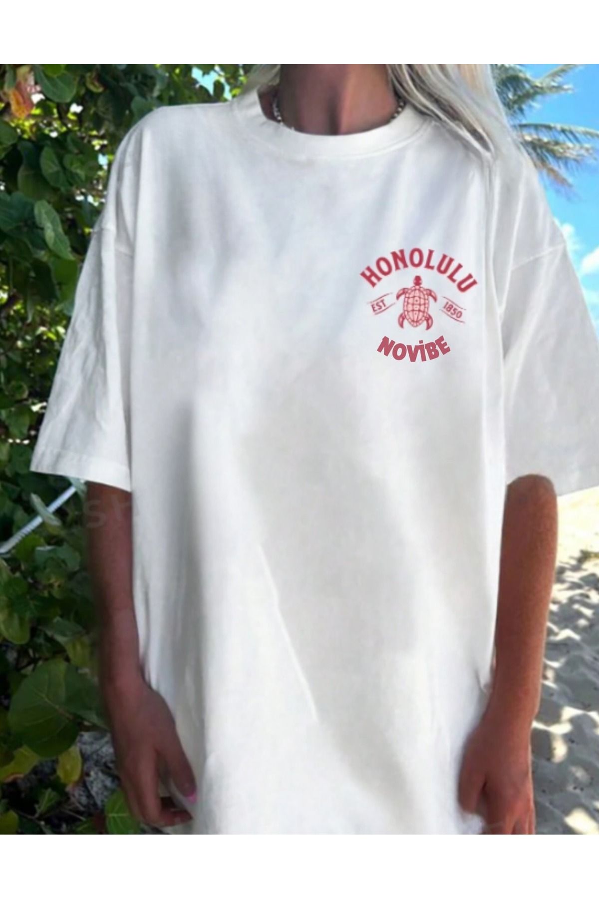 AMMA Unisex NoVibe Baskılı Oversize %100 Pamuk T-shirt