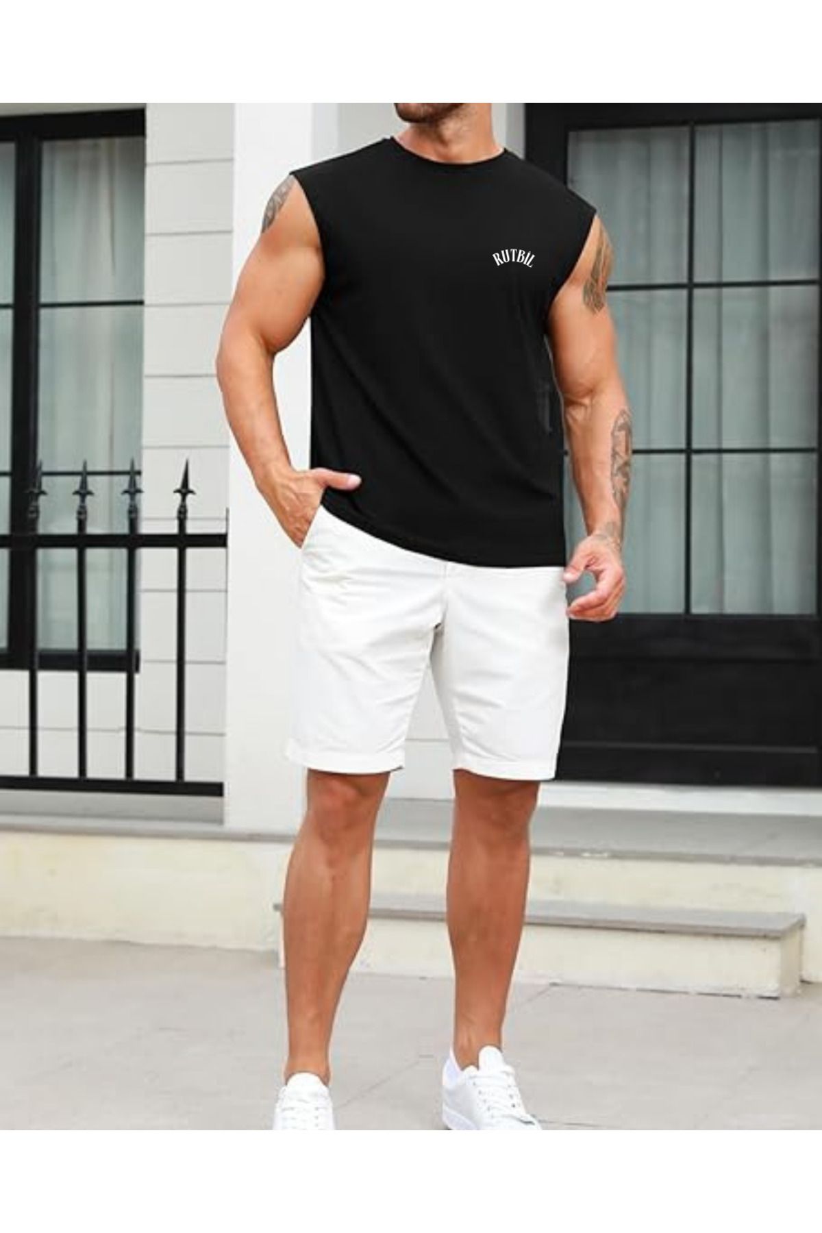RUTBİL SPORTS SIFIR KOL BİSİKLET YAKA TANK TOP ATLET-FİTNESS ATLET- SPOR T-ŞORT-SPOR ATLET-GYM ATLET BOL KESİM