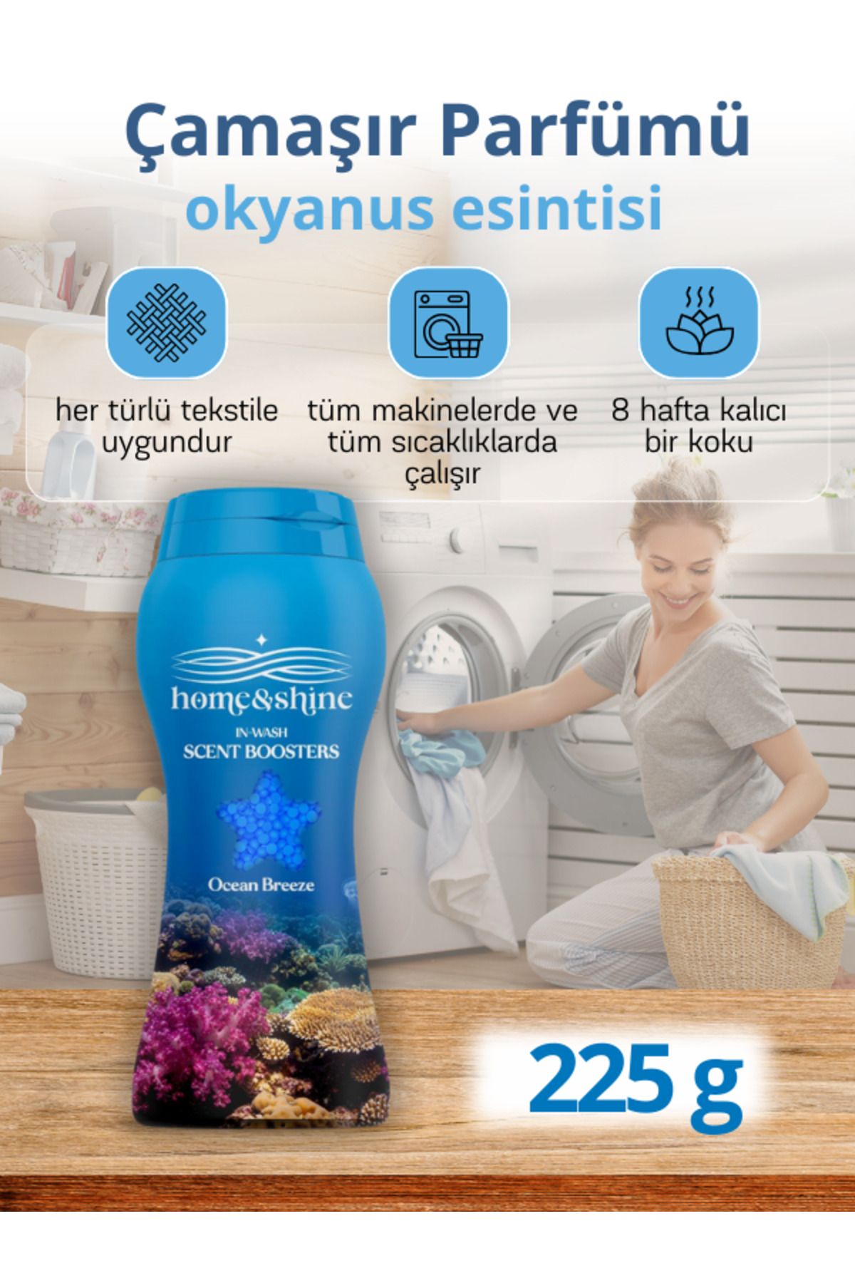 Home & Shine In wash scent boosters Granül Çamaşır Parfümü & Yumuşatıcı Ocean Breeze 225 g