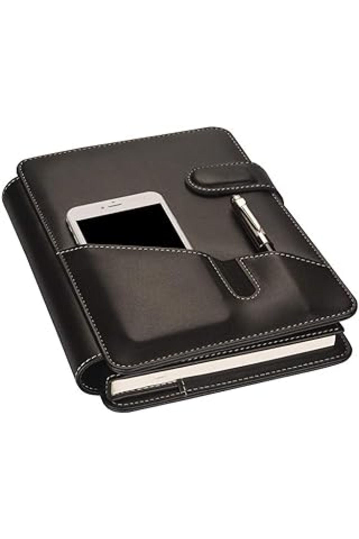 NZM TİCARET 2K 5284 Ajanda Tarihsiz Kareli 17X24 Ajanda Defter 160 Yaprak Ivory Kağıt Suni Deri Telefon Kılıflı