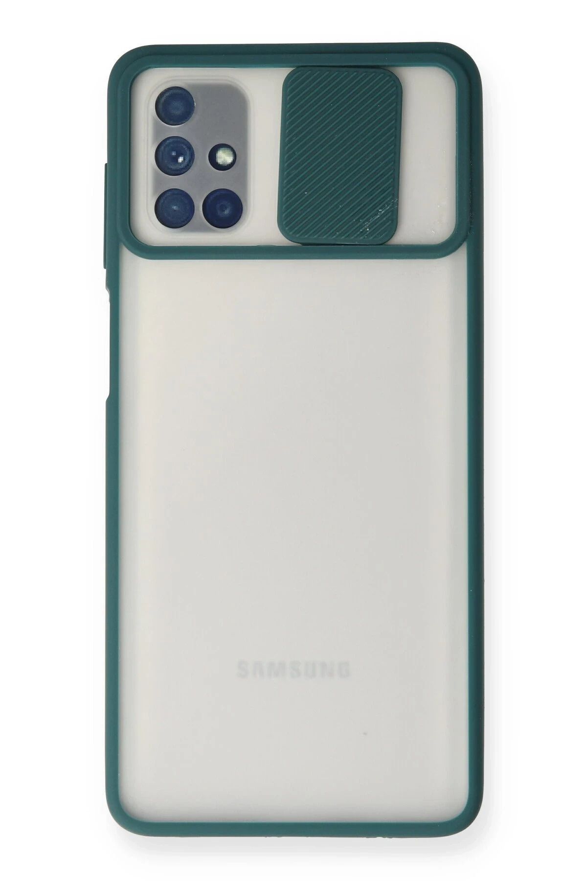NewFace Samsung Galaxy M51 Kılıf Palm Buzlu Kamera Sürgülü Silikon - Yeşil HNZRN