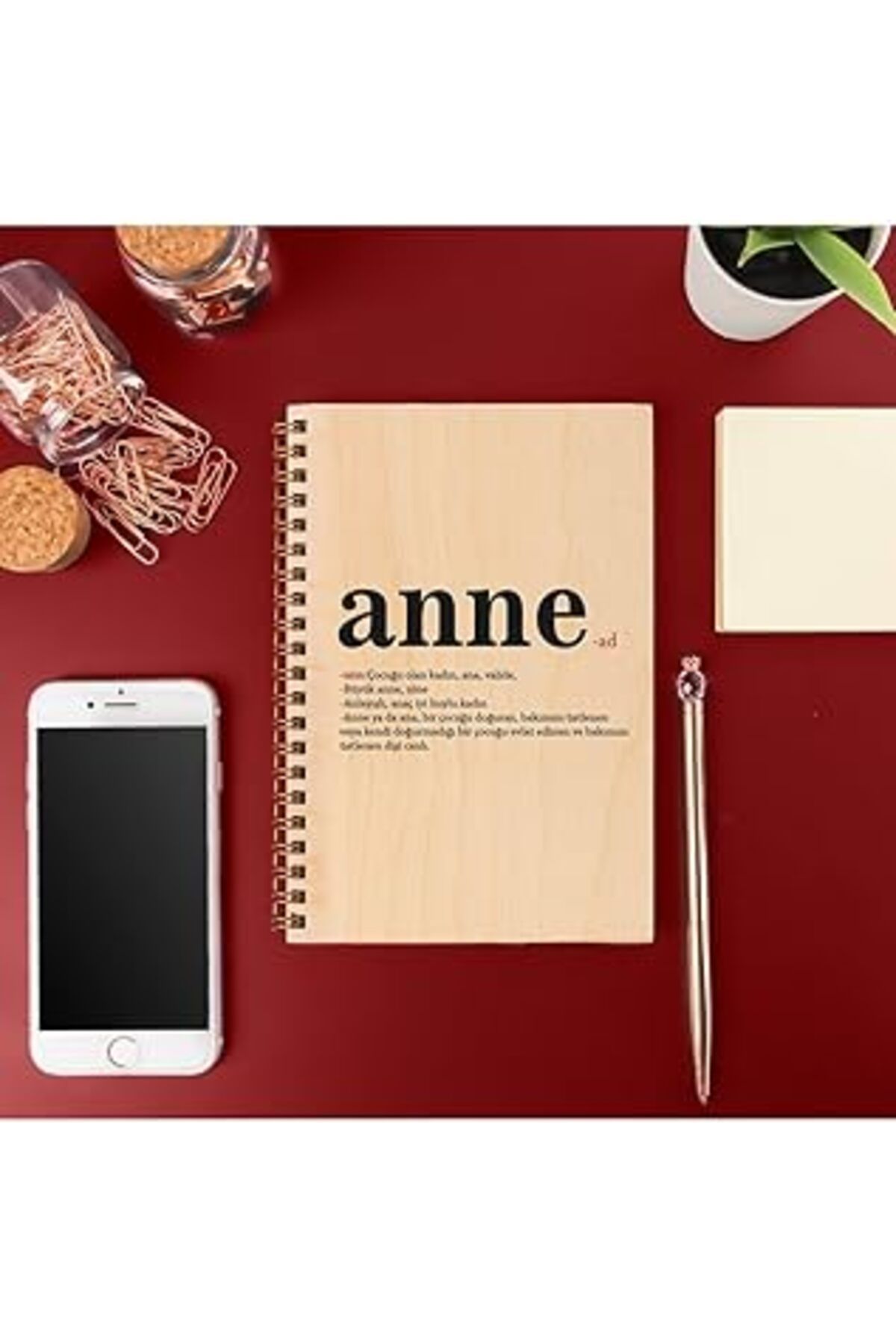 robotrend Anneler Günü Hediyesi 8 Cm X 12 Cm Ölçülerinde Çizgisiz 48 Yaprak Ahşap Kapaklı Defter