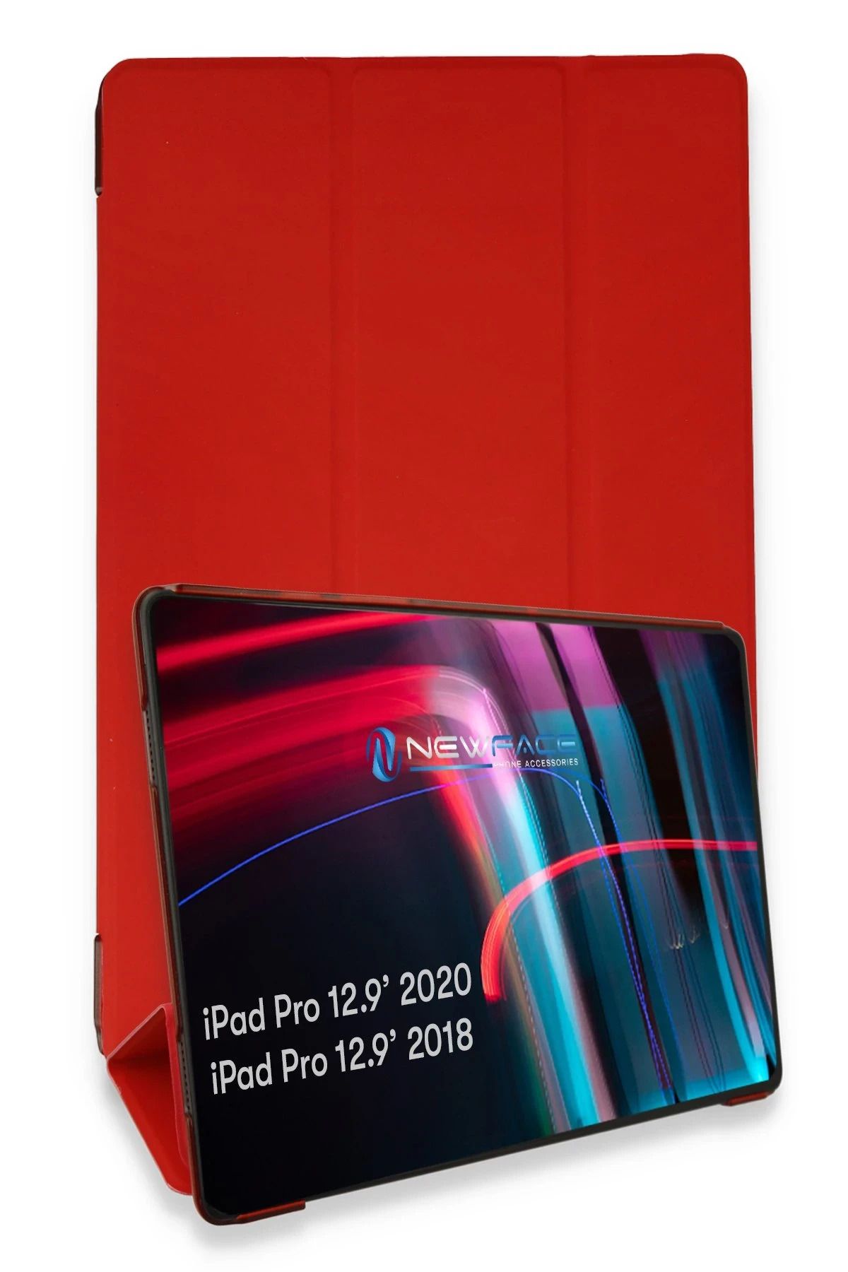 NewFace iPad Pro 12.9 (2021) Kılıf Tablet Smart Kılıf - Kırmızı JOJUA