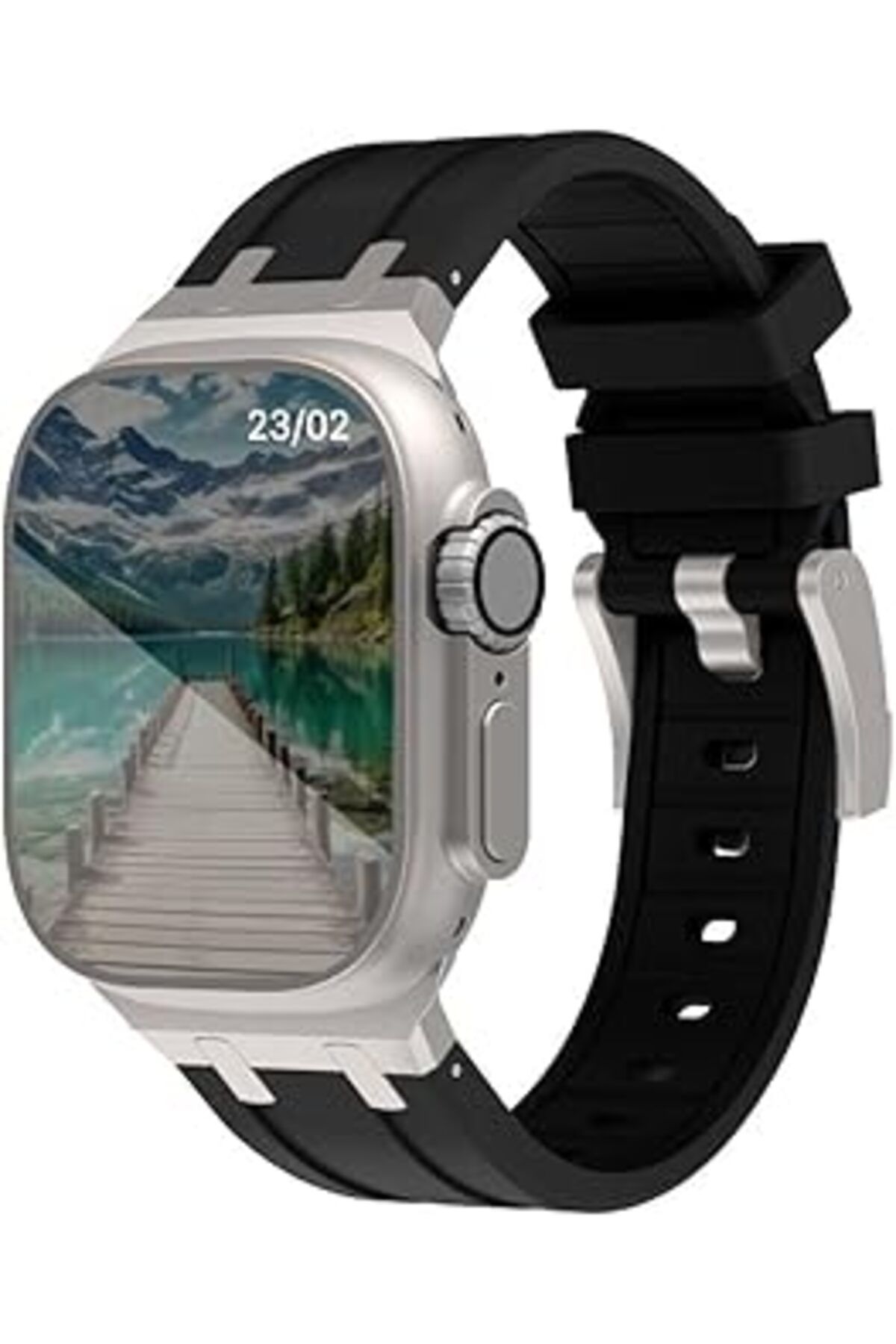 Mu Art Ahşap Newpole Watch 45Mm 44Mm 42Mm 49Mm Uyumlu Kordon Hyper Metal Aparatlı Kopma Karşıtı Kordon Spor Raha
