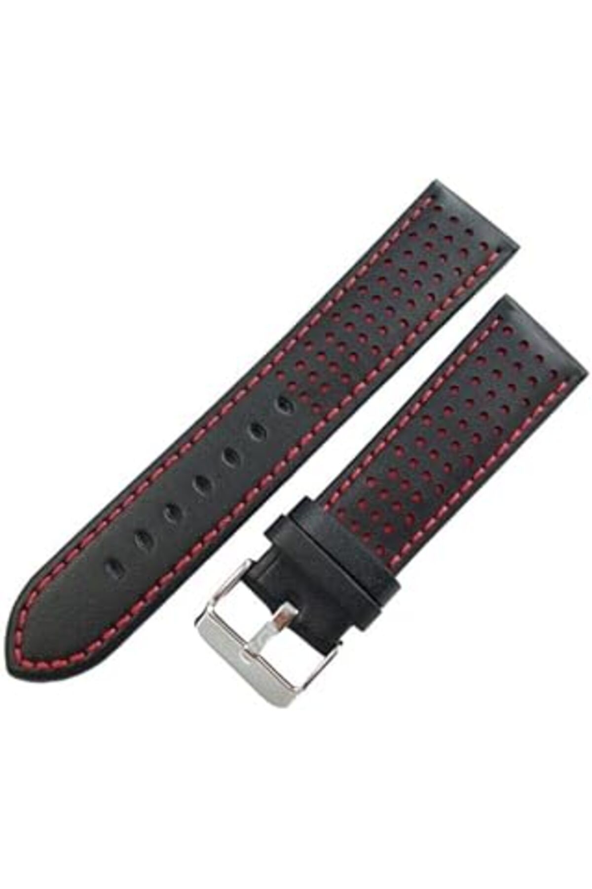 karadağsb Bizon Deri Saat Kayışı 20Mm Kordon Siyah 1. Kalite Spor Kırmızı