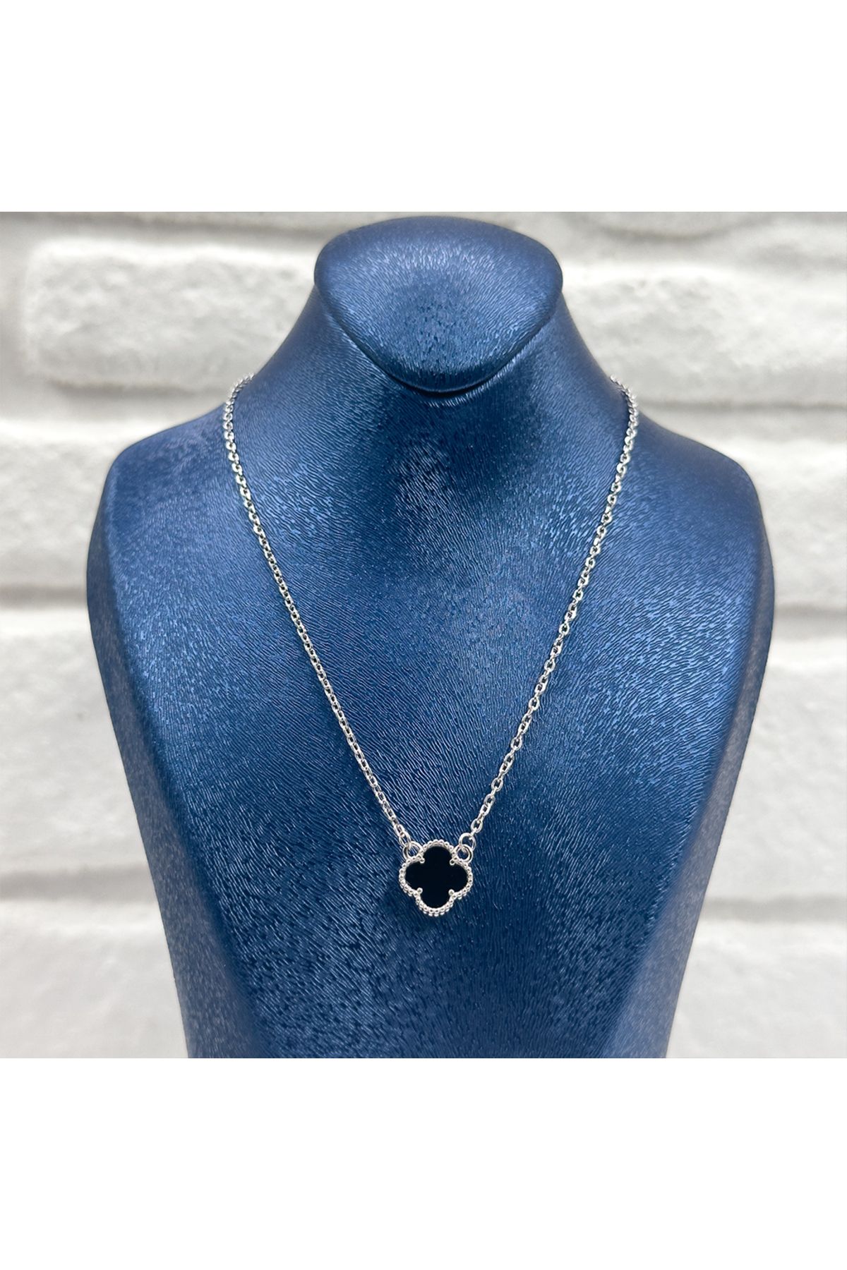 Livora Jewelry Onix Taşlı Van Cleef Gümüş Kolye