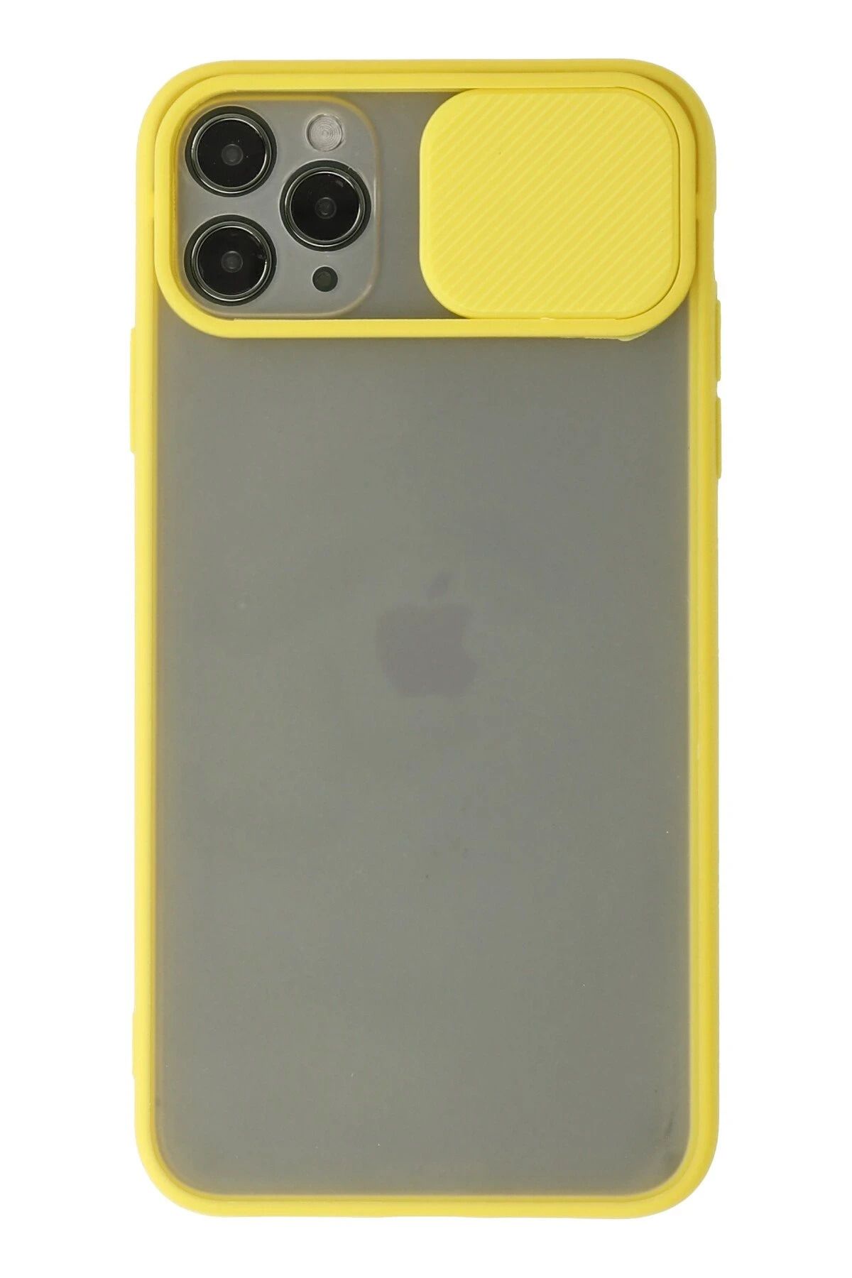 NewFace iPhone 11 Pro Kılıf Palm Buzlu Kamera Sürgülü Silikon - Sarı DPMAH