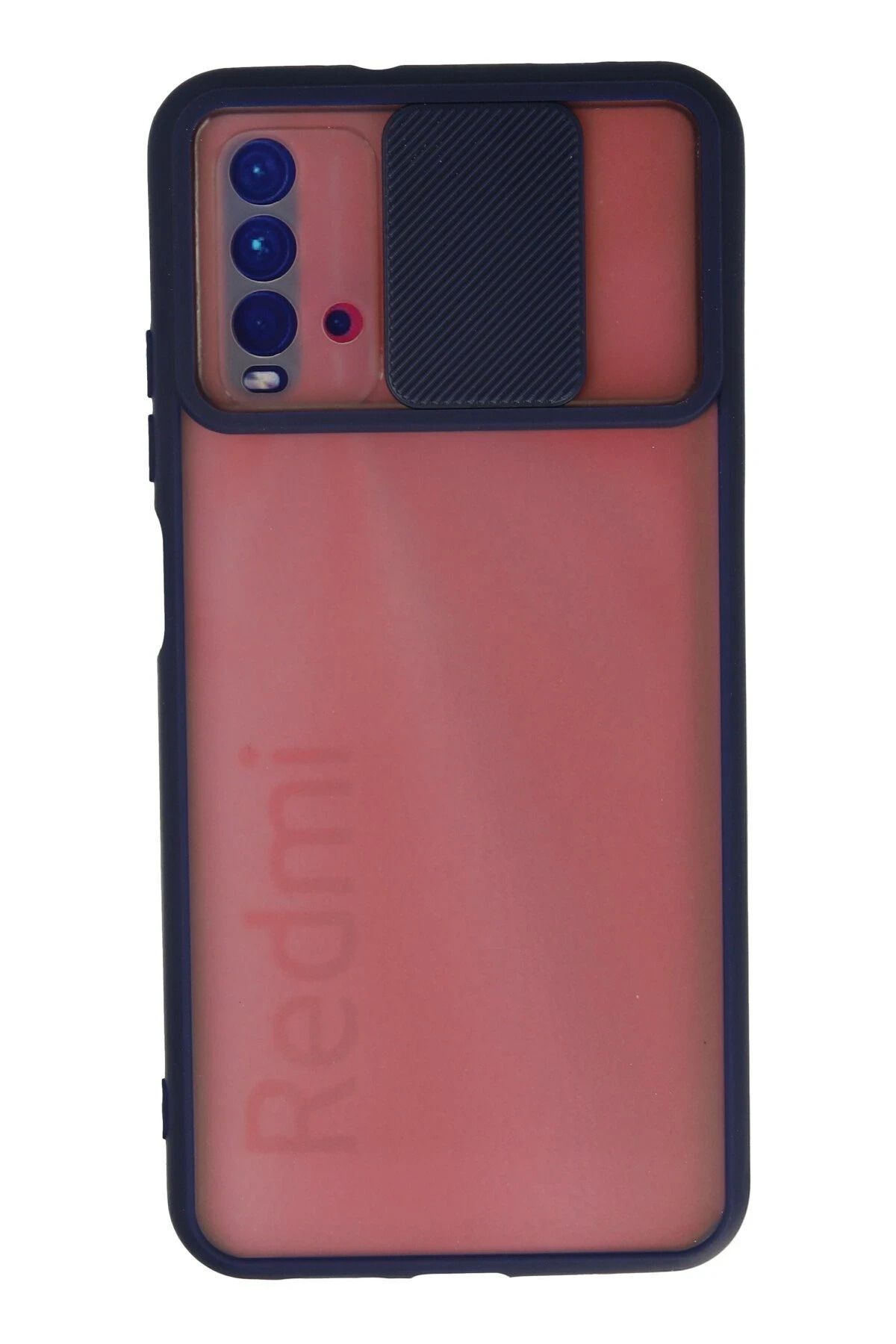 NewFace Xiaomi Redmi 9T Kılıf Palm Buzlu Kamera Sürgülü Silikon - Lacivert NRMSA